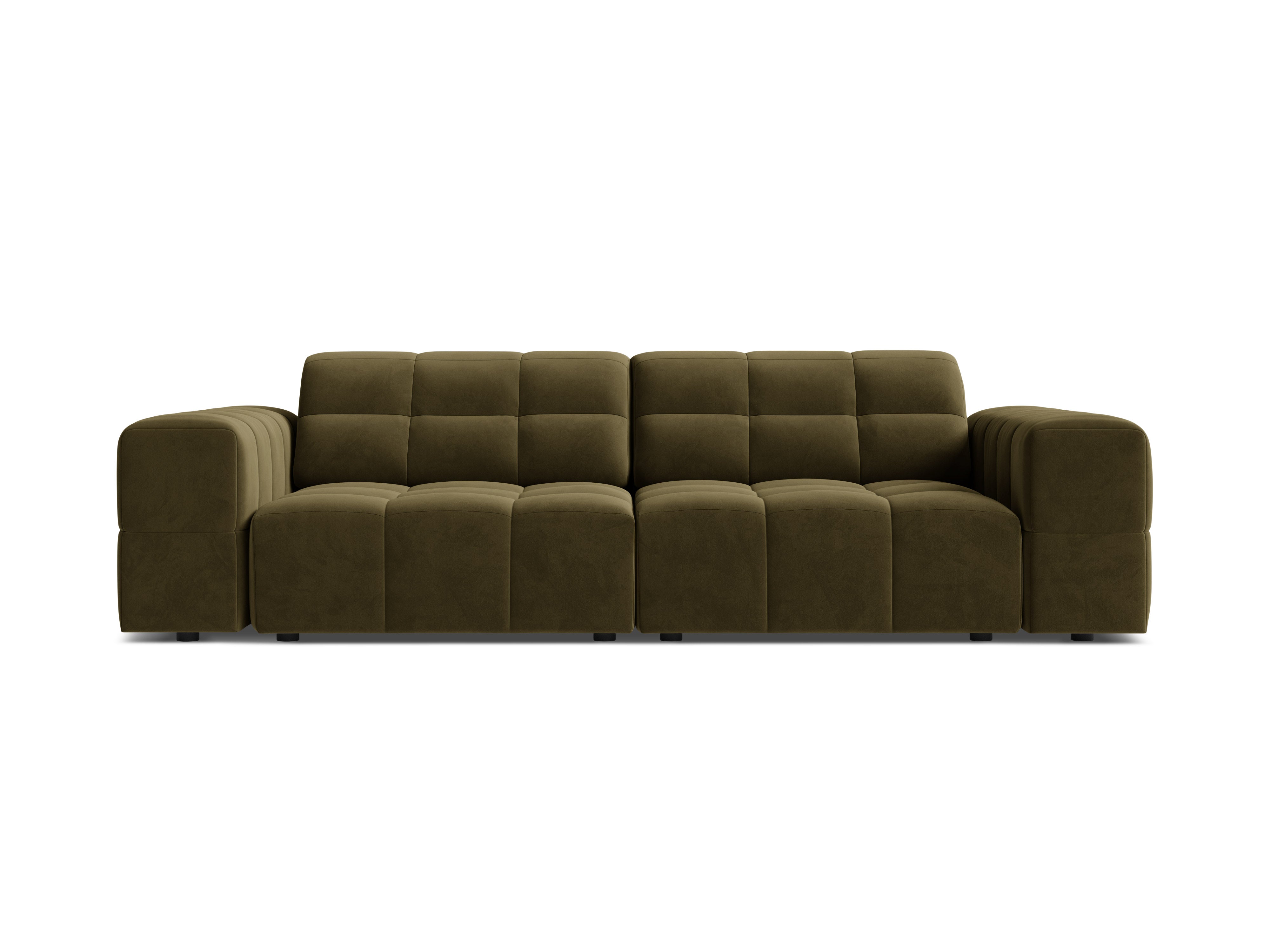 Sofa aksamitna 3-osobowa CHICAGO oliwkowy – Cosmopolitan Design