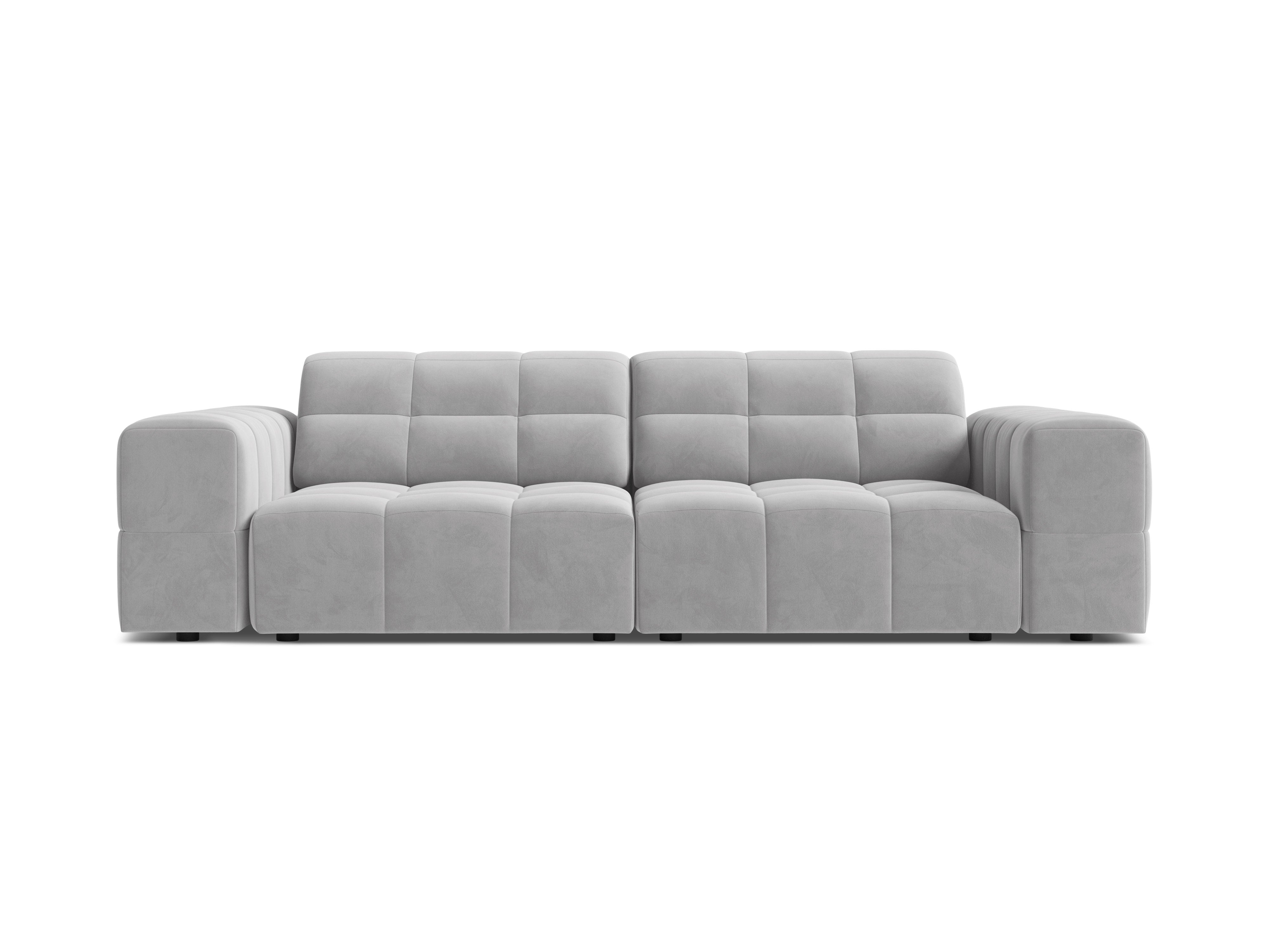 Sofa aksamitna 3-osobowa CHICAGO jasnoszary – Cosmopolitan Design