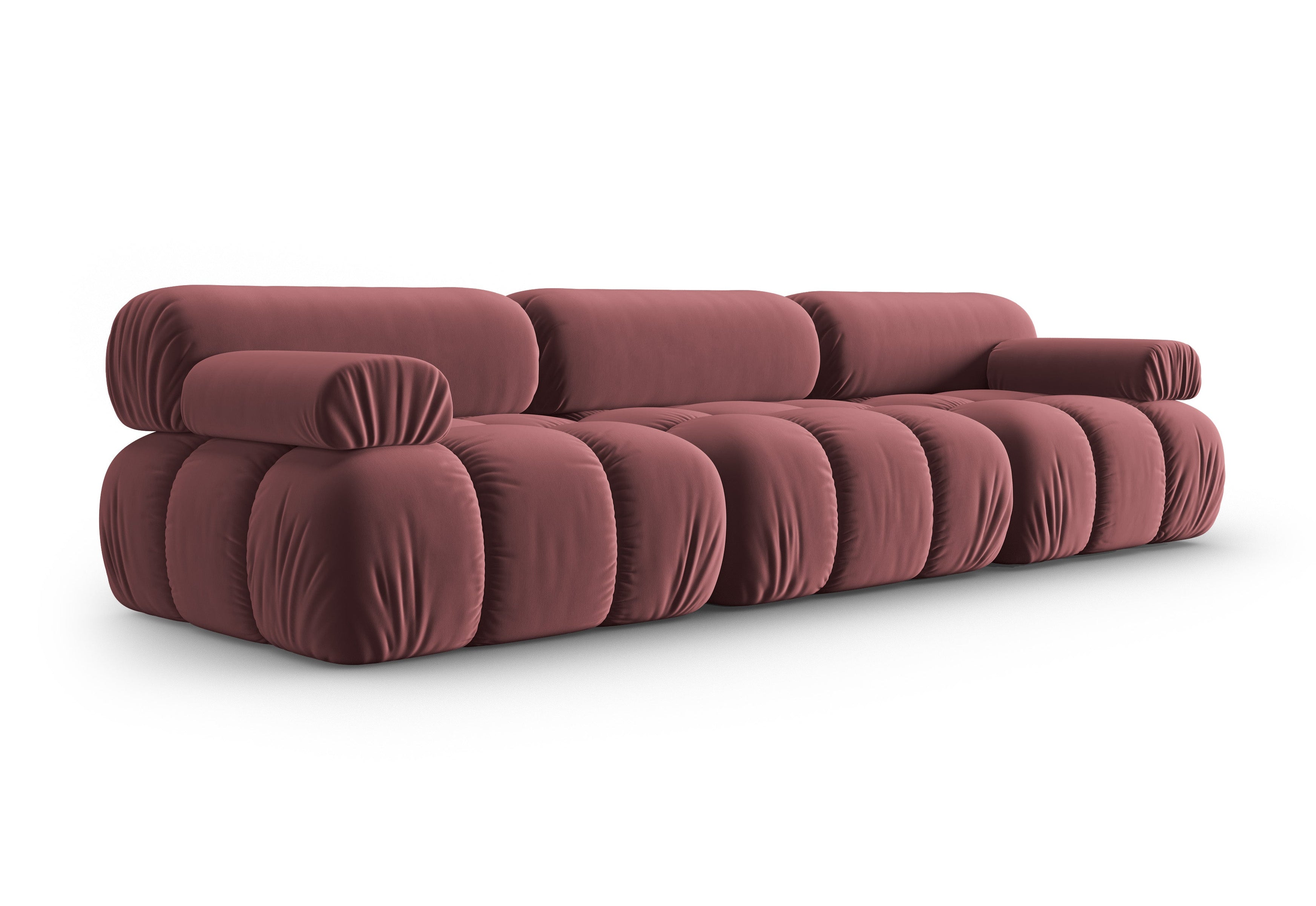 Sofa sametová 3-osobová CORTINA růžová