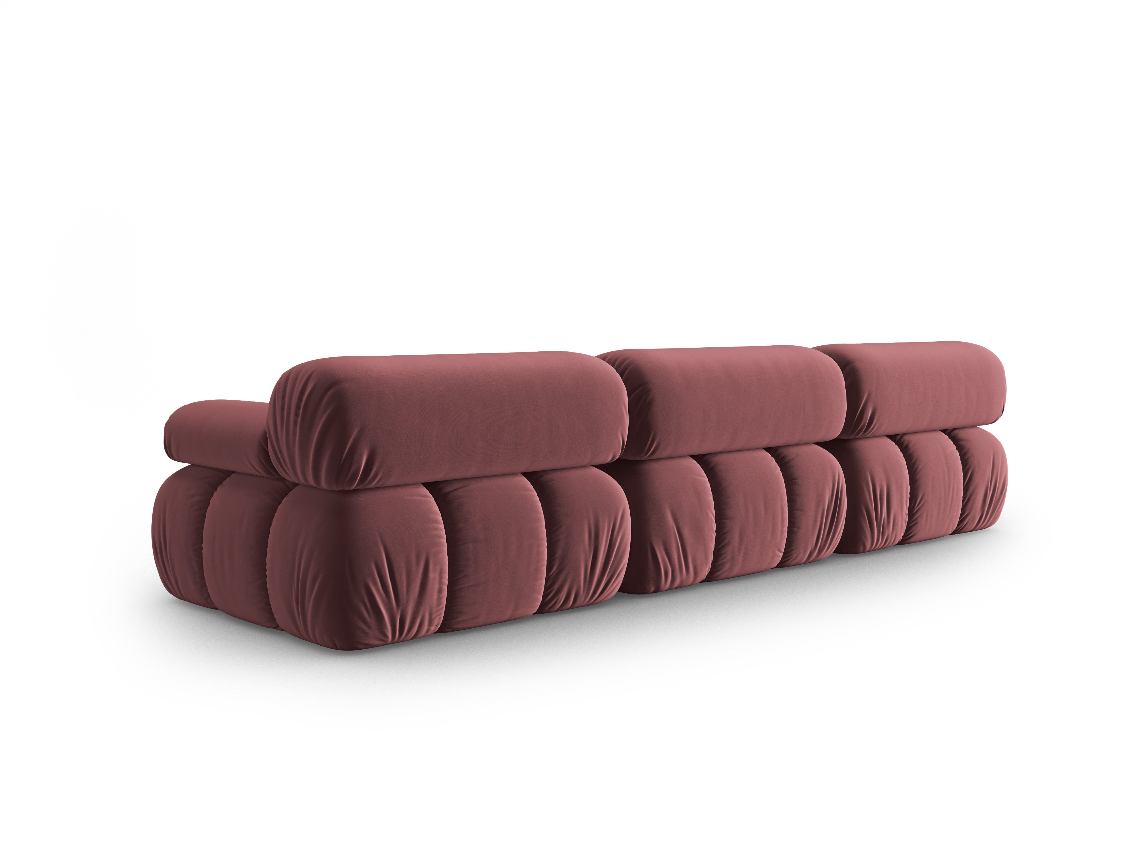 Sofa sametová 3-osobová CORTINA růžová
