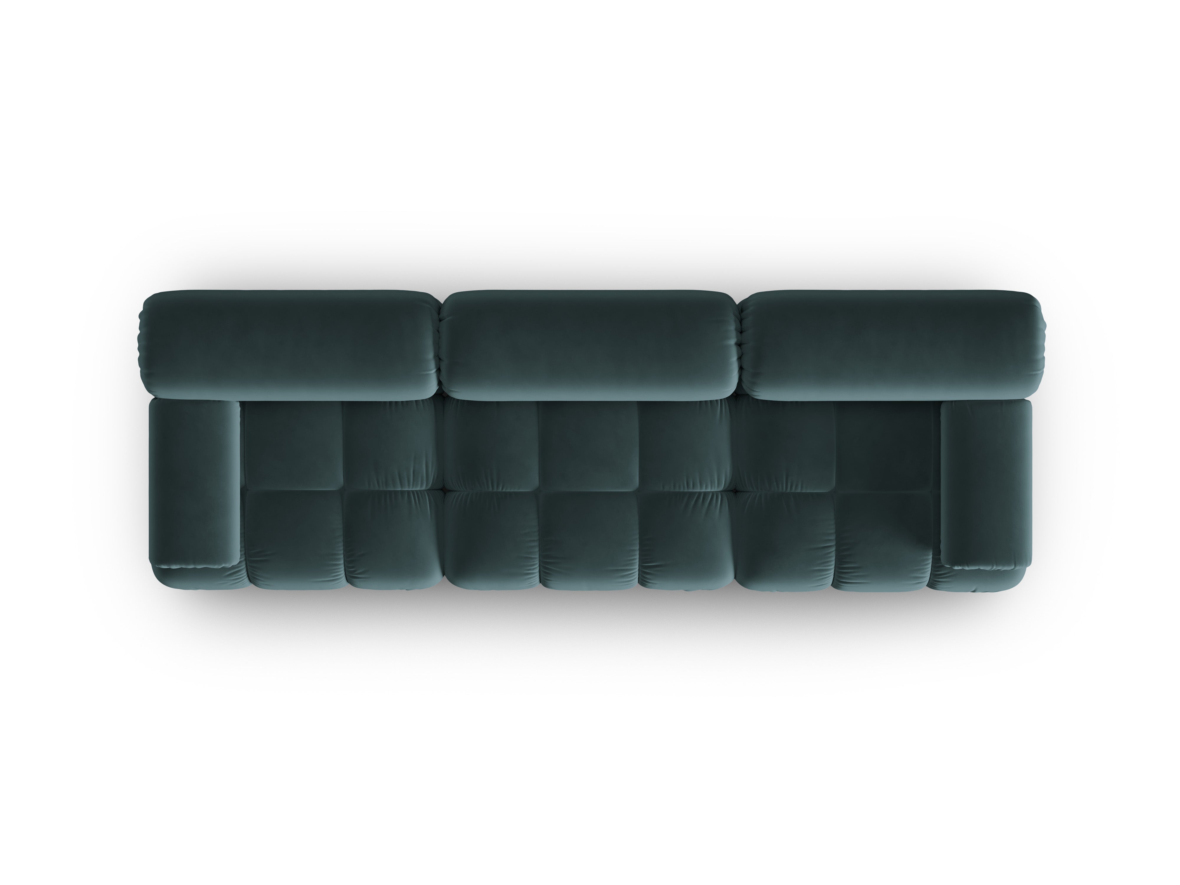 Sofa sametová 3-osobová CORTINA tyrkysová