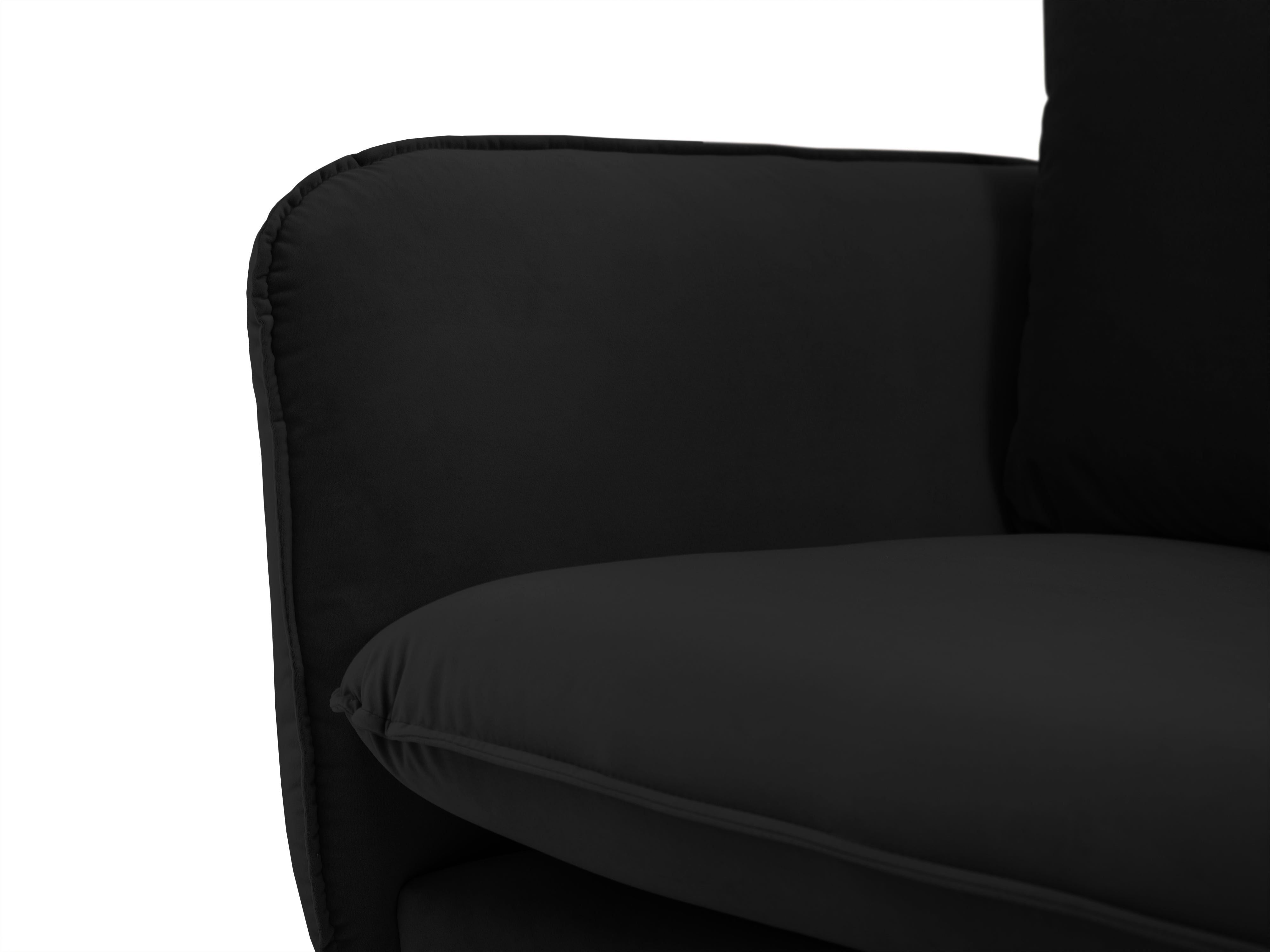Velvet sofa 3-seater VIENNA black with black base