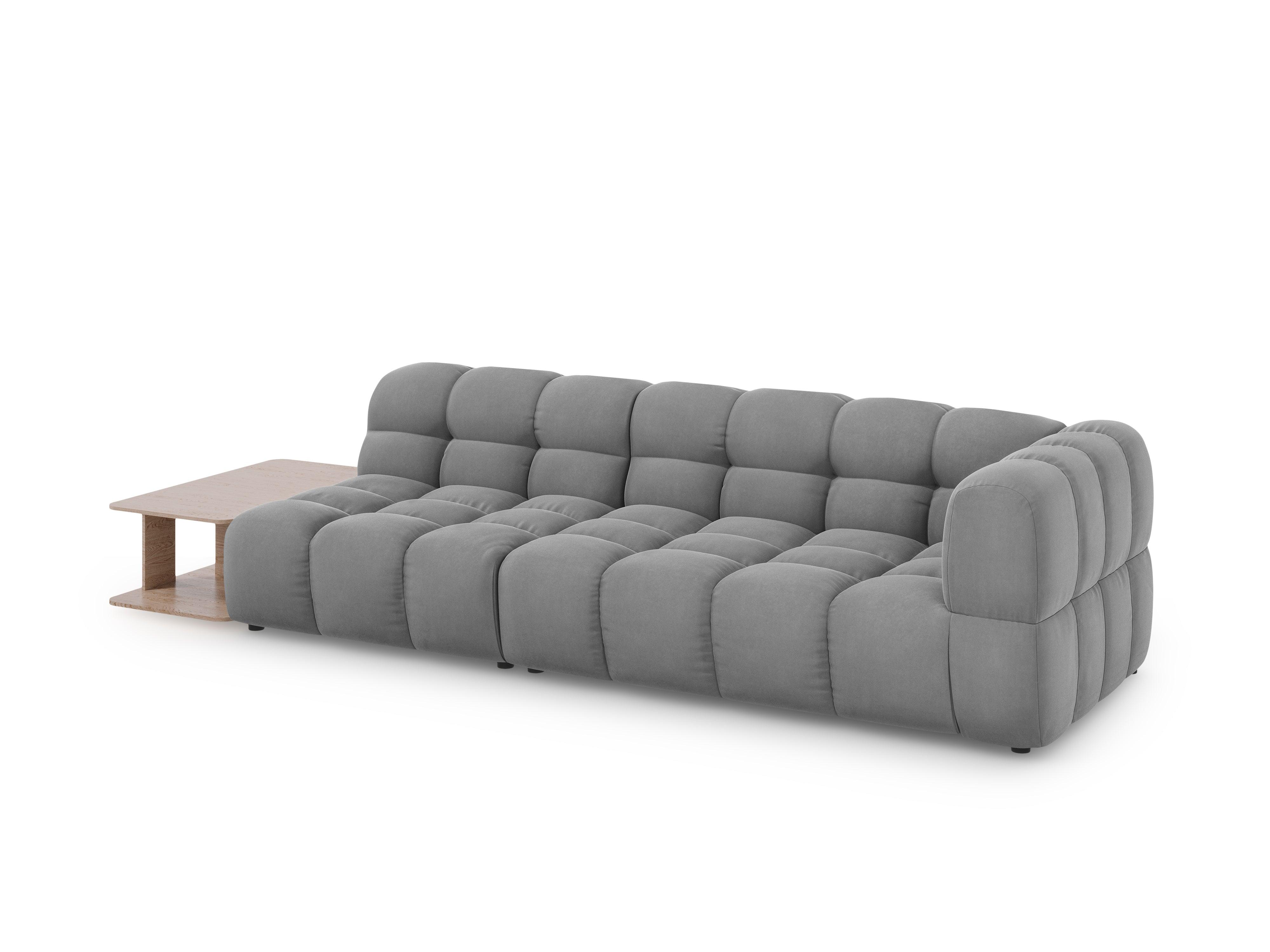 Sofa aksamitna lewostronna 4-osobowa otwarta ze stolikiem SKY jasnoszary Cosmopolitan Design Eye on Design