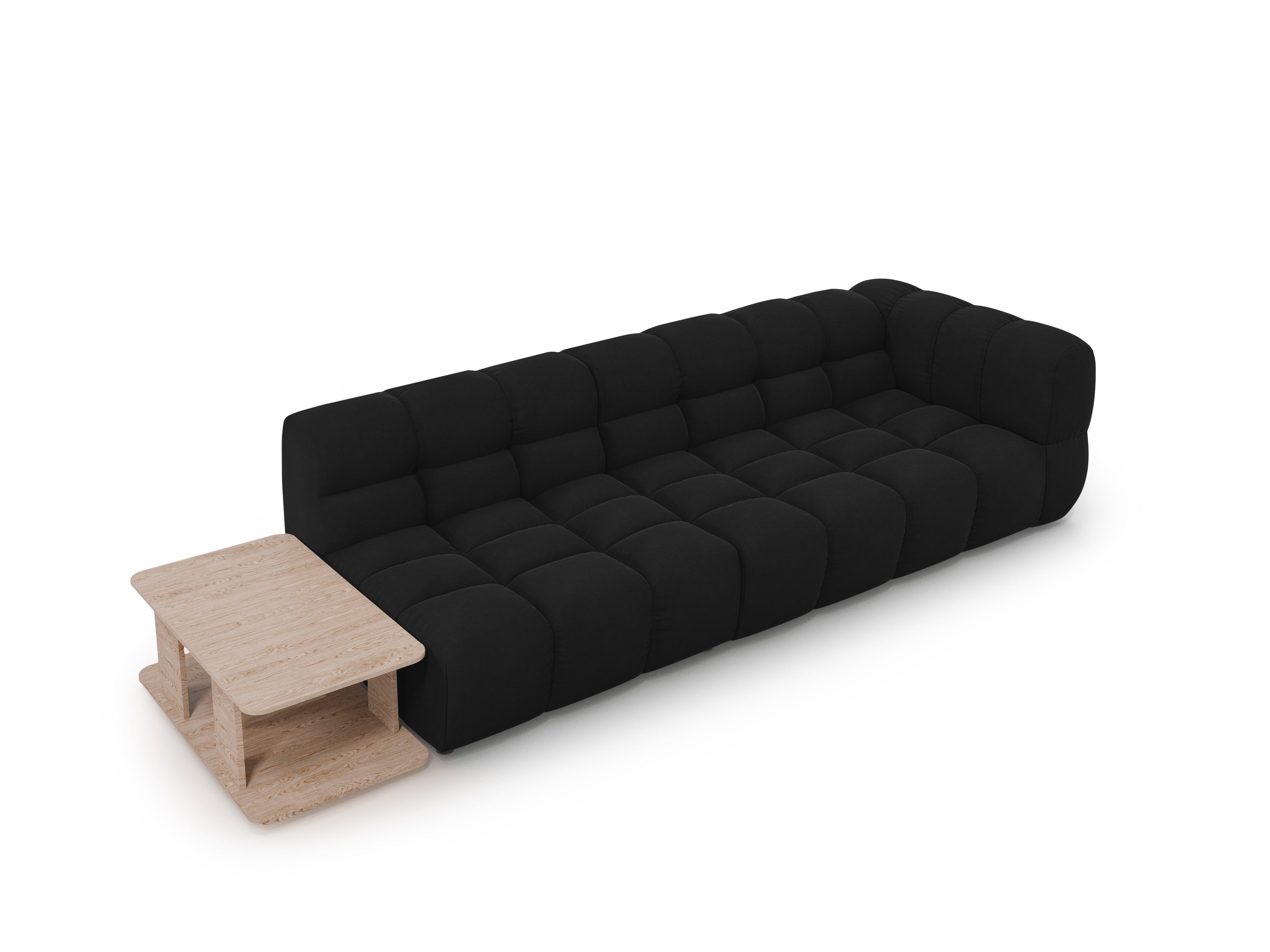 Sofa aksamitna lewostronna 4-osobowa otwarta ze stolikiem SKY czarny Cosmopolitan Design Eye on Design