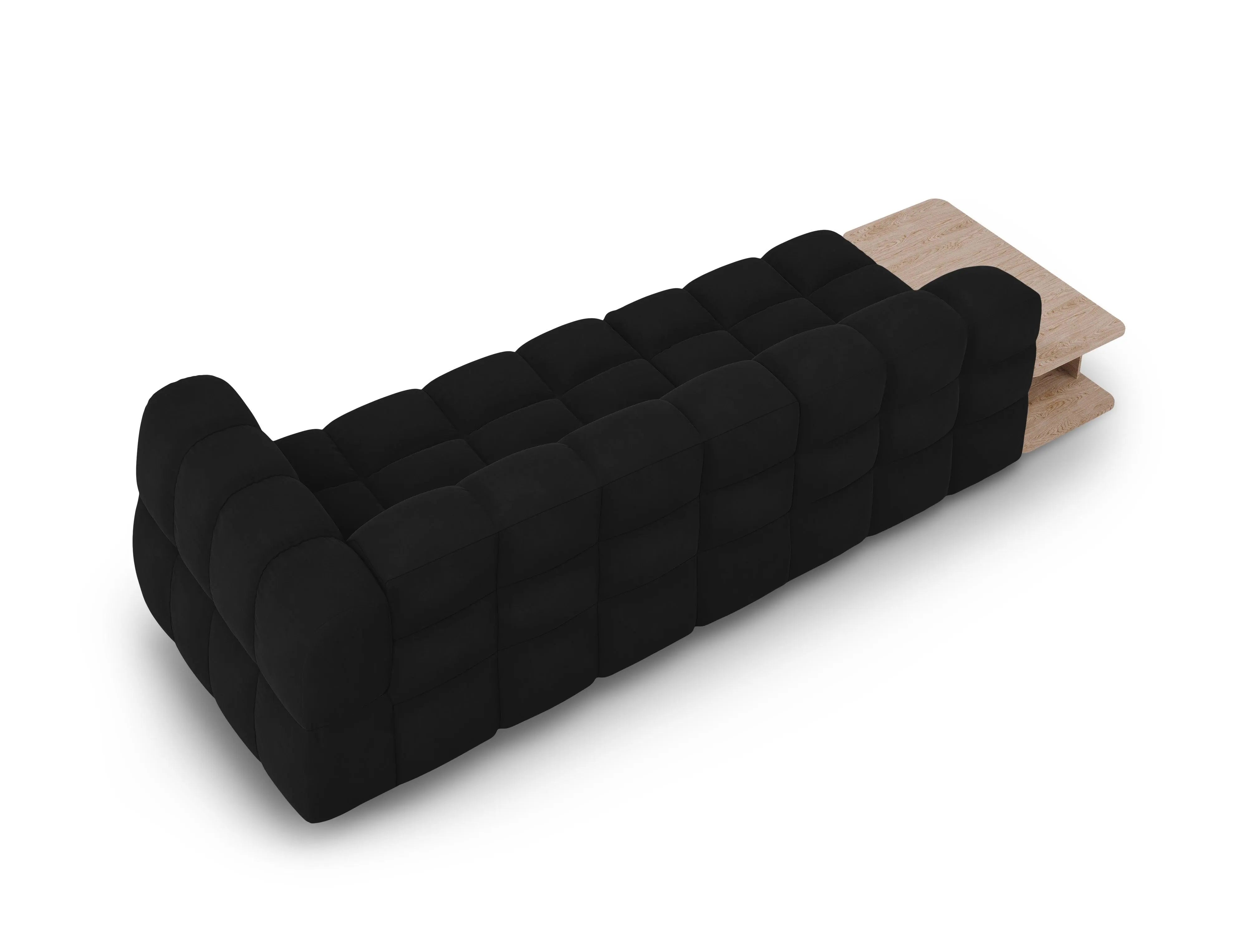 Sofa aksamitna lewostronna 4-osobowa otwarta ze stolikiem SKY czarny do salonu – Cosmopolitan Design