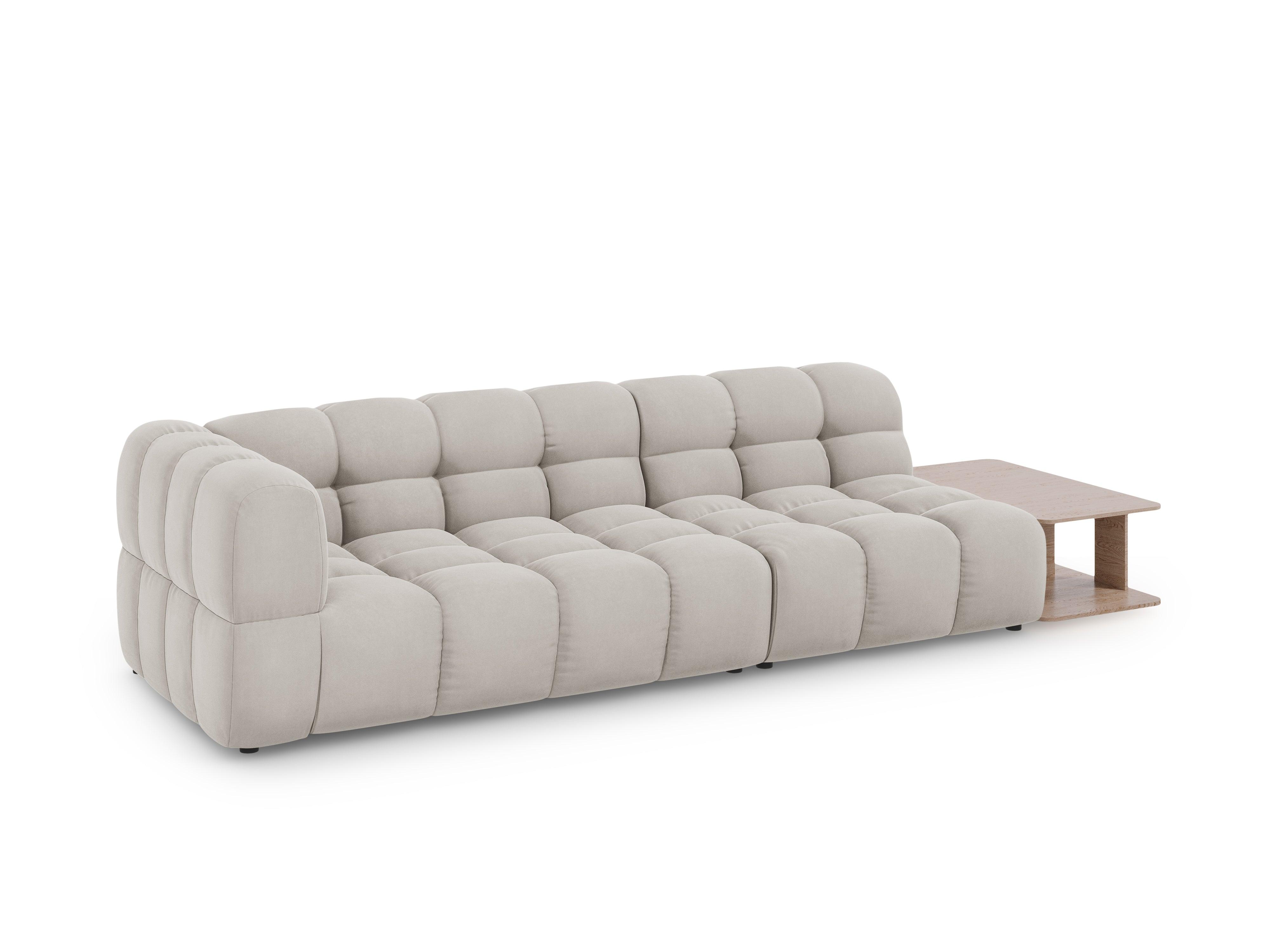 Sofa aksamitna prawostronna 4-osobowa otwarta ze stolikiem SKY kość słoniowa Cosmopolitan Design Eye on Design