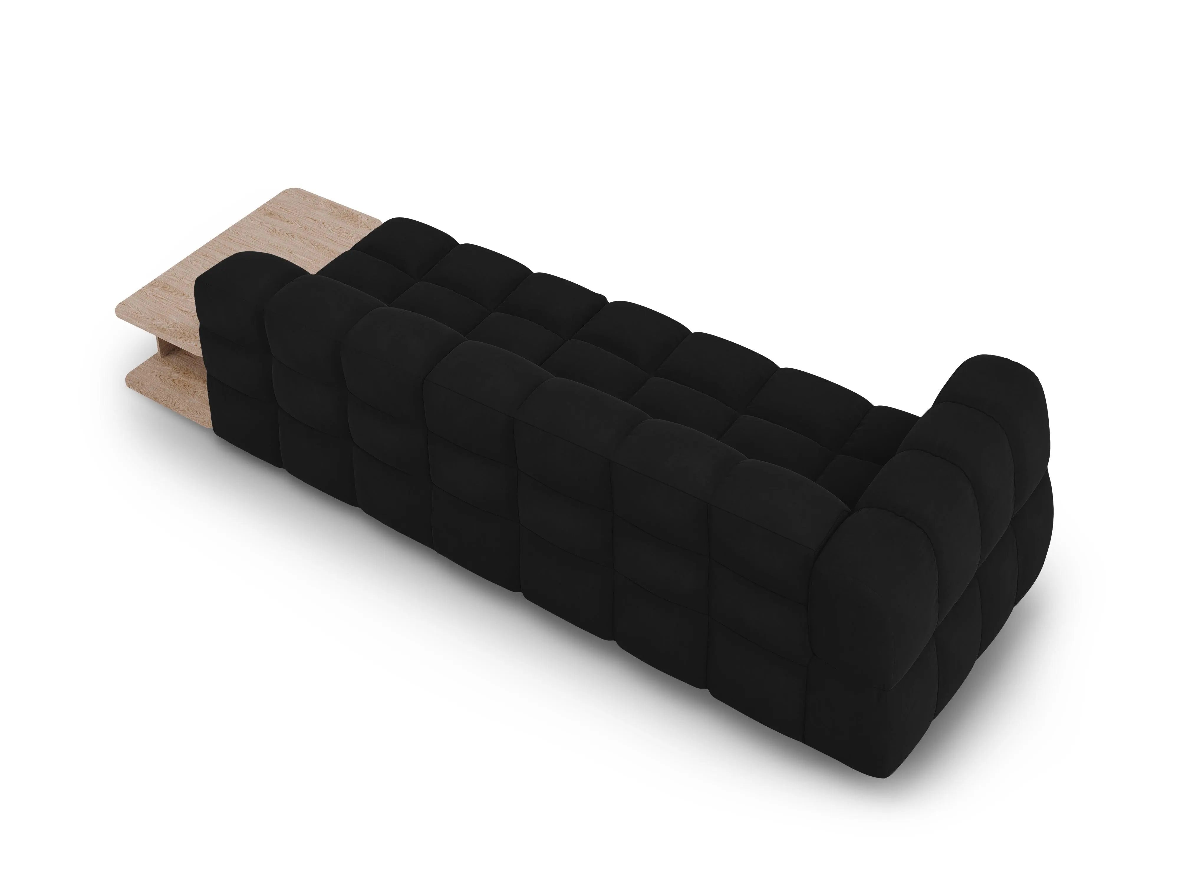 Sofa aksamitna prawostronna 4-osobowa otwarta ze stolikiem SKY czarny do salonu – Cosmopolitan Design
