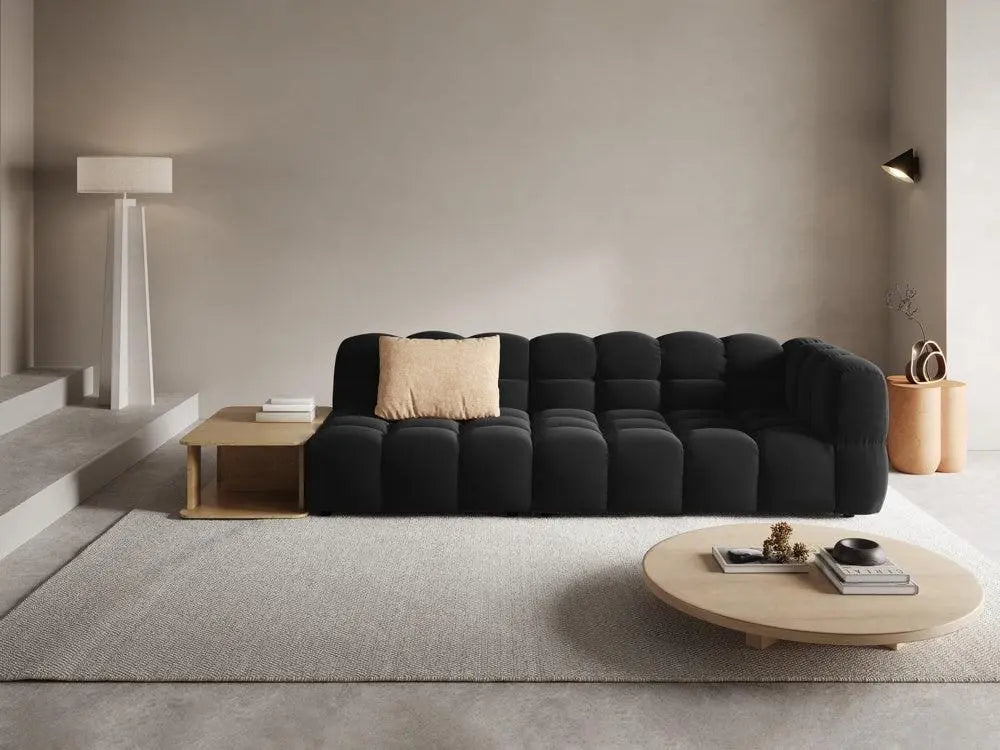 Sofa aksamitna lewostronna 4-osobowa otwarta ze stolikiem SKY czarny do salonu