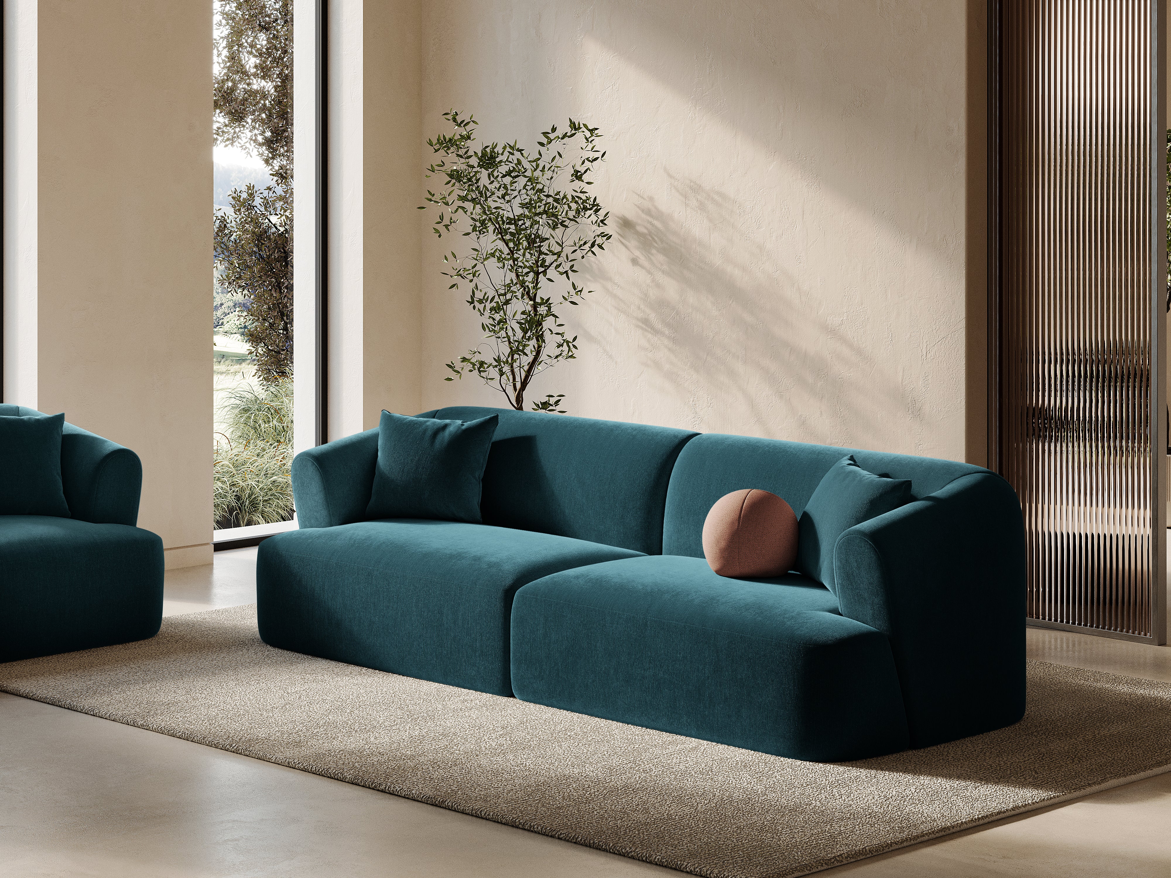Sofa sametová 4-osobová CAMPI petrol