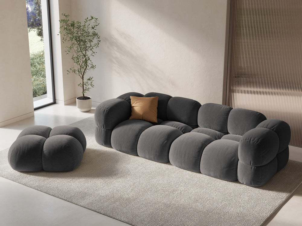 Sofa pro 4 osoby sametová LORETTO šedá