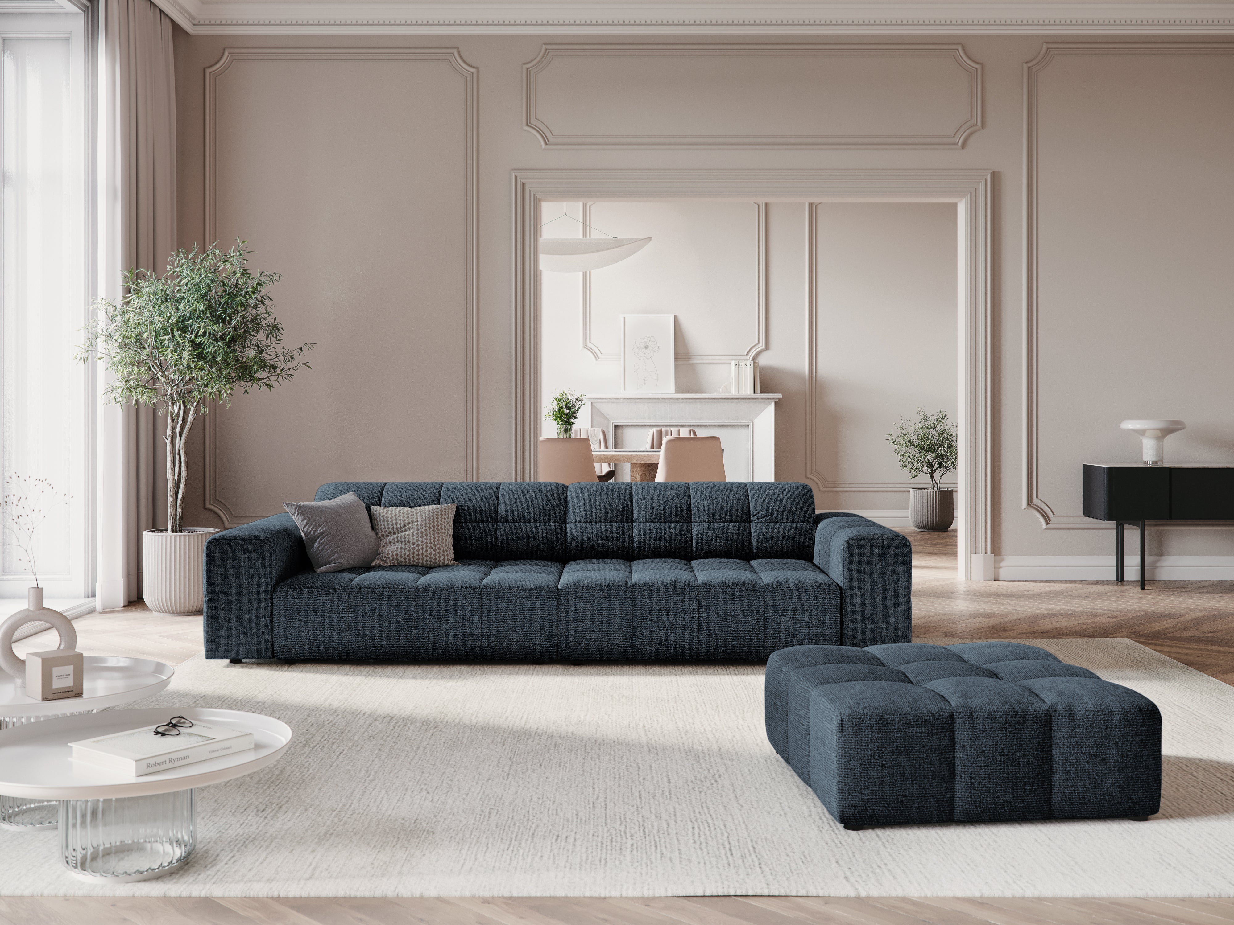 Sofa 4-osobowa CHICAGO niebieski szenil do salonu