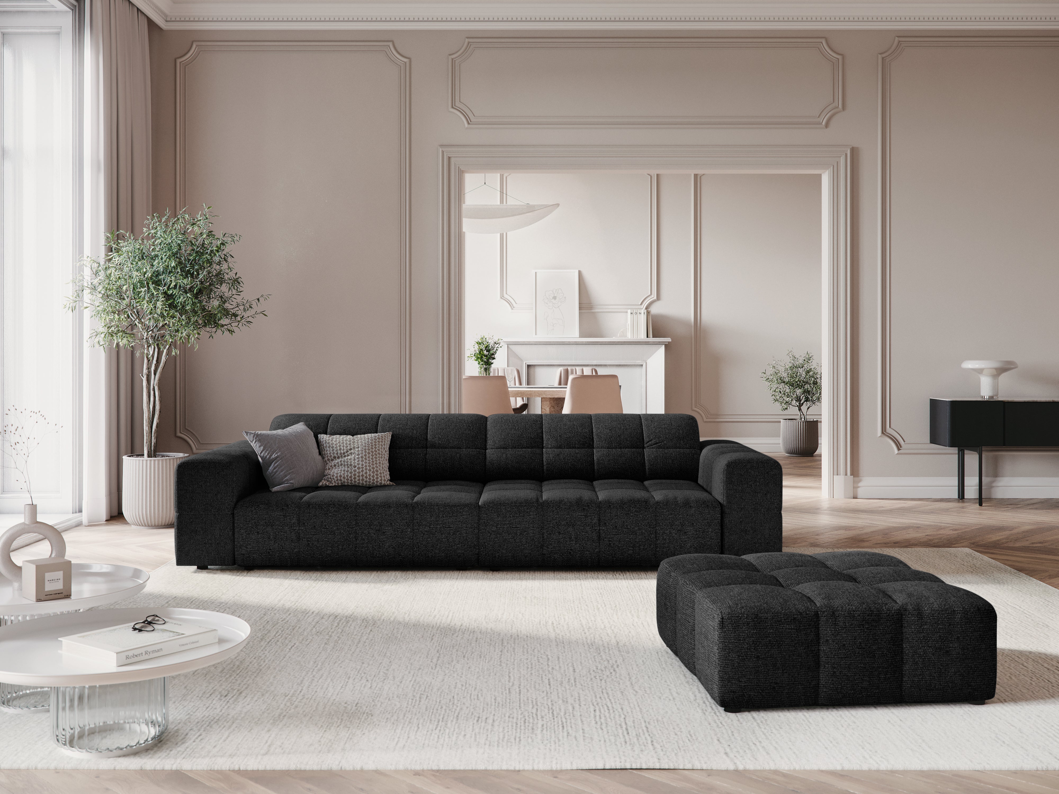 Sofa 4-osobowa CHICAGO czarny szenil do salonu
