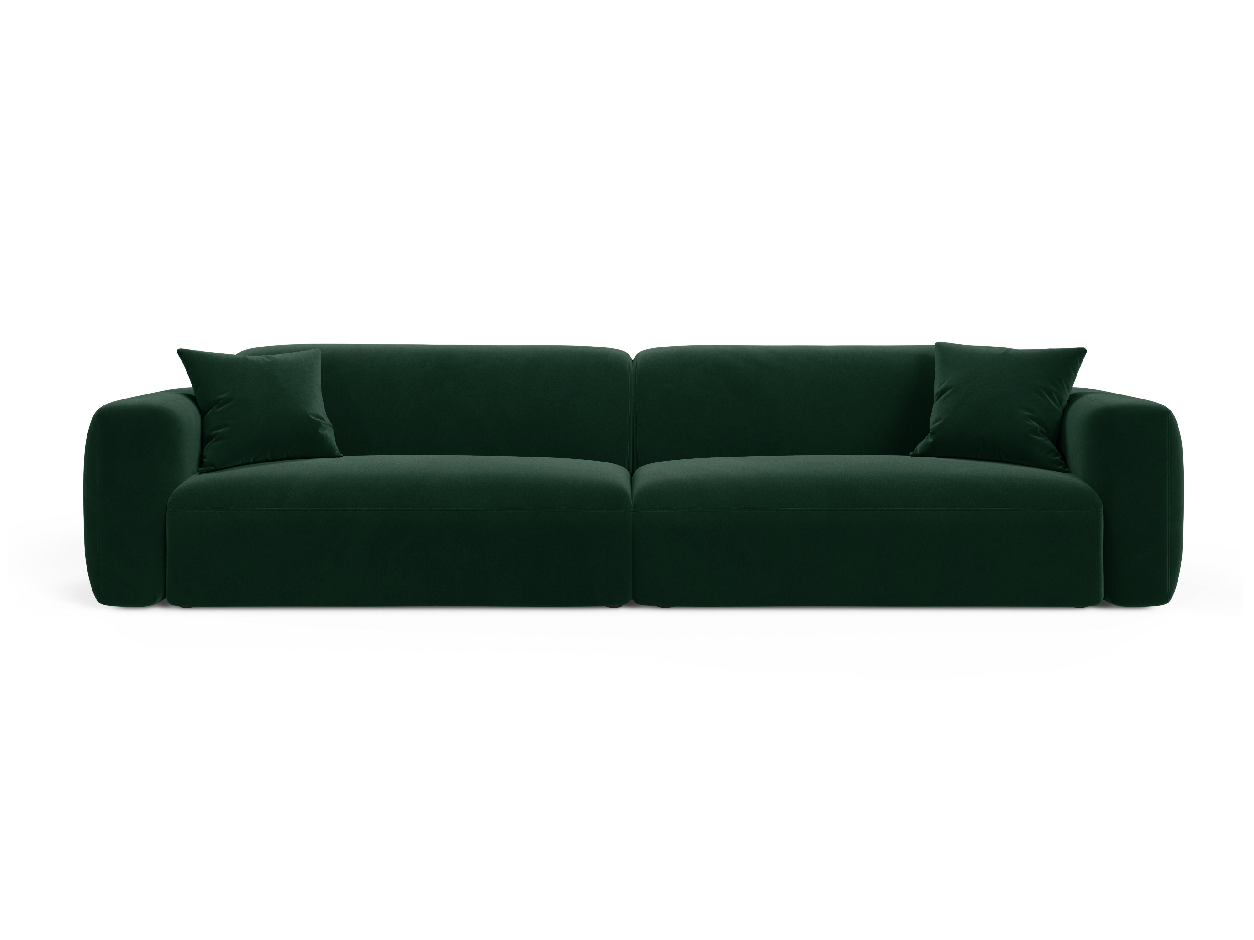 Sofa sametová 4-osobová STRINO lahvově zelená