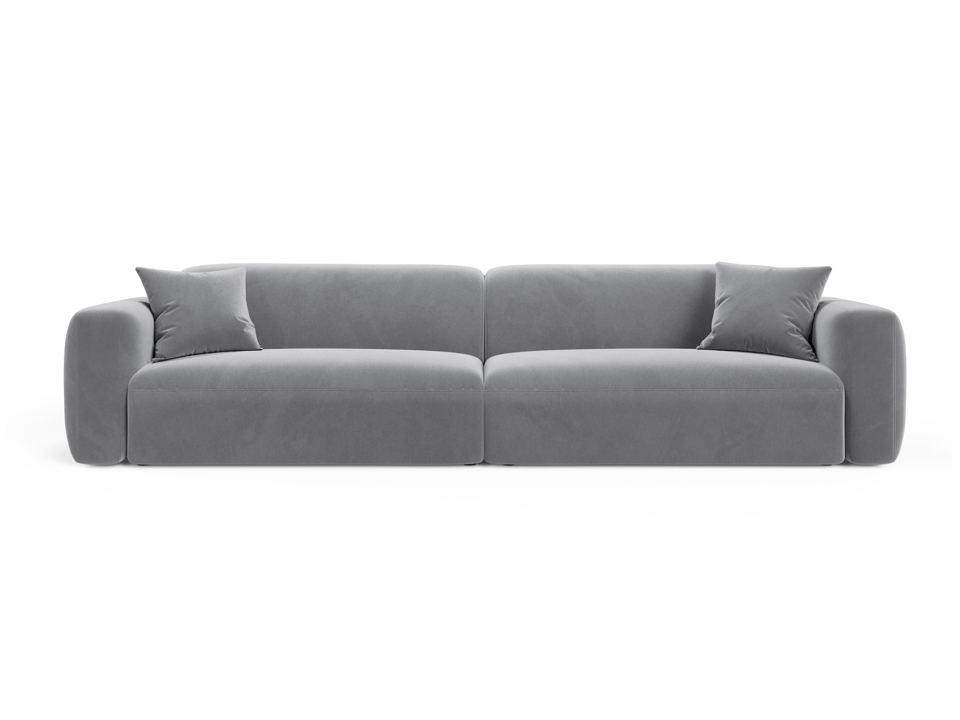 Sofa sametová 4-osobová STRINO šedá