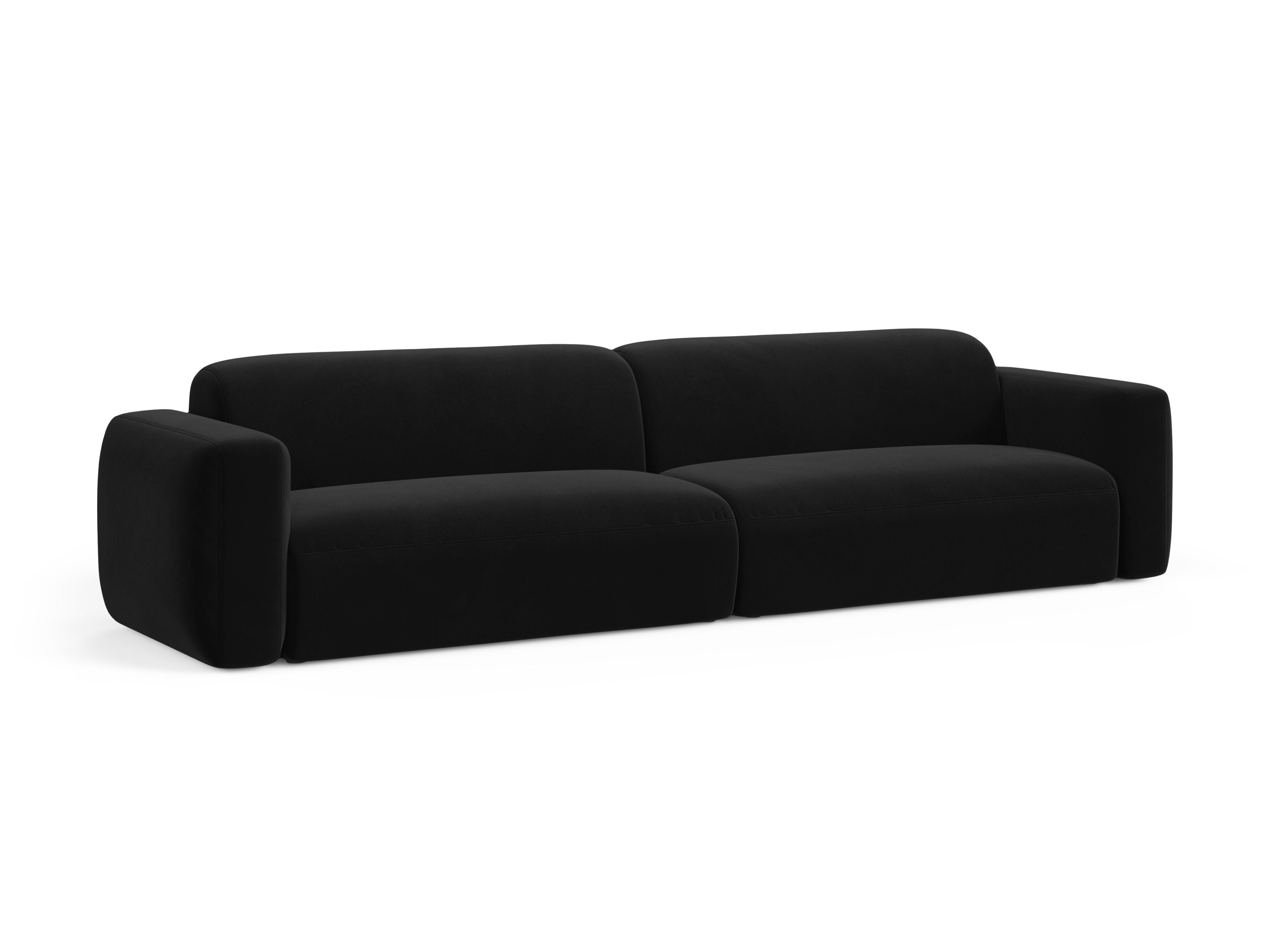 Sofa sametová 4-osobová STRINO černá