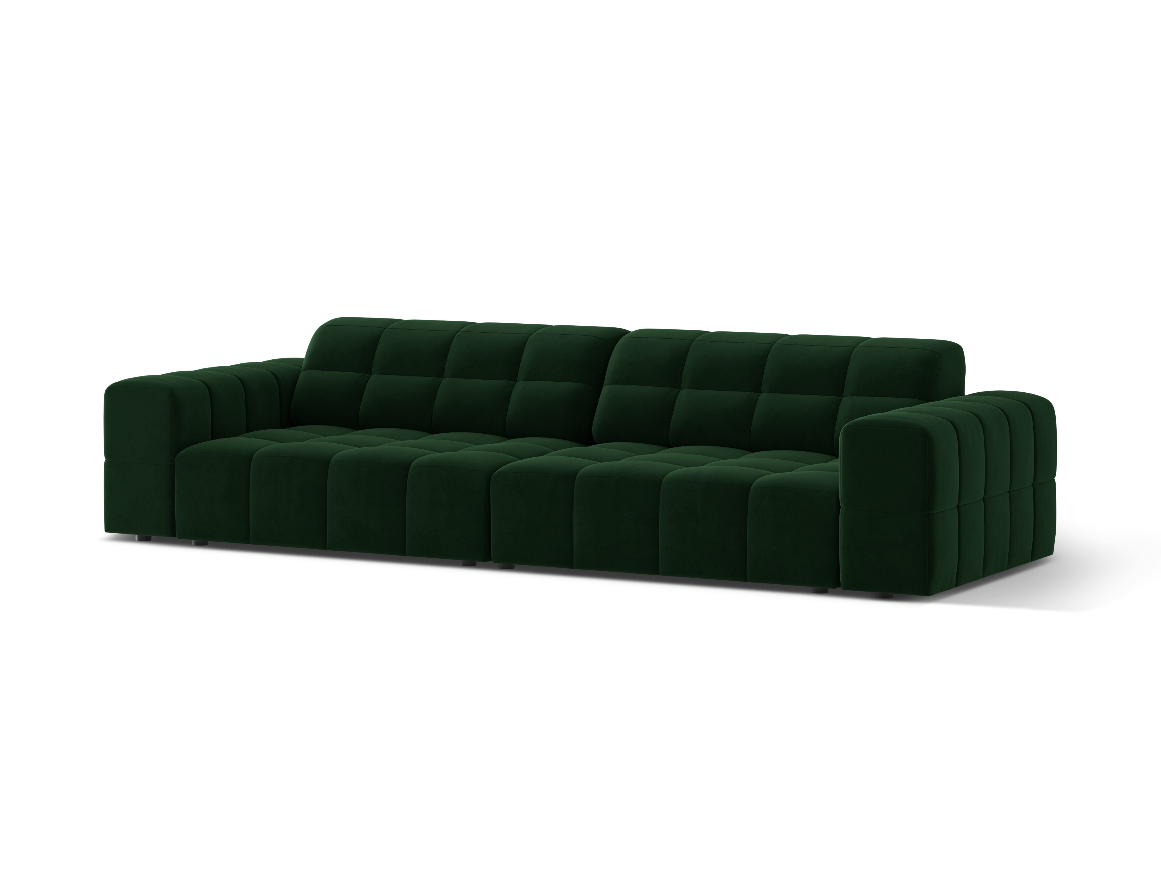 Sofa aksamitna 4-osobowa CHICAGO butelkowa zieleń do salonu