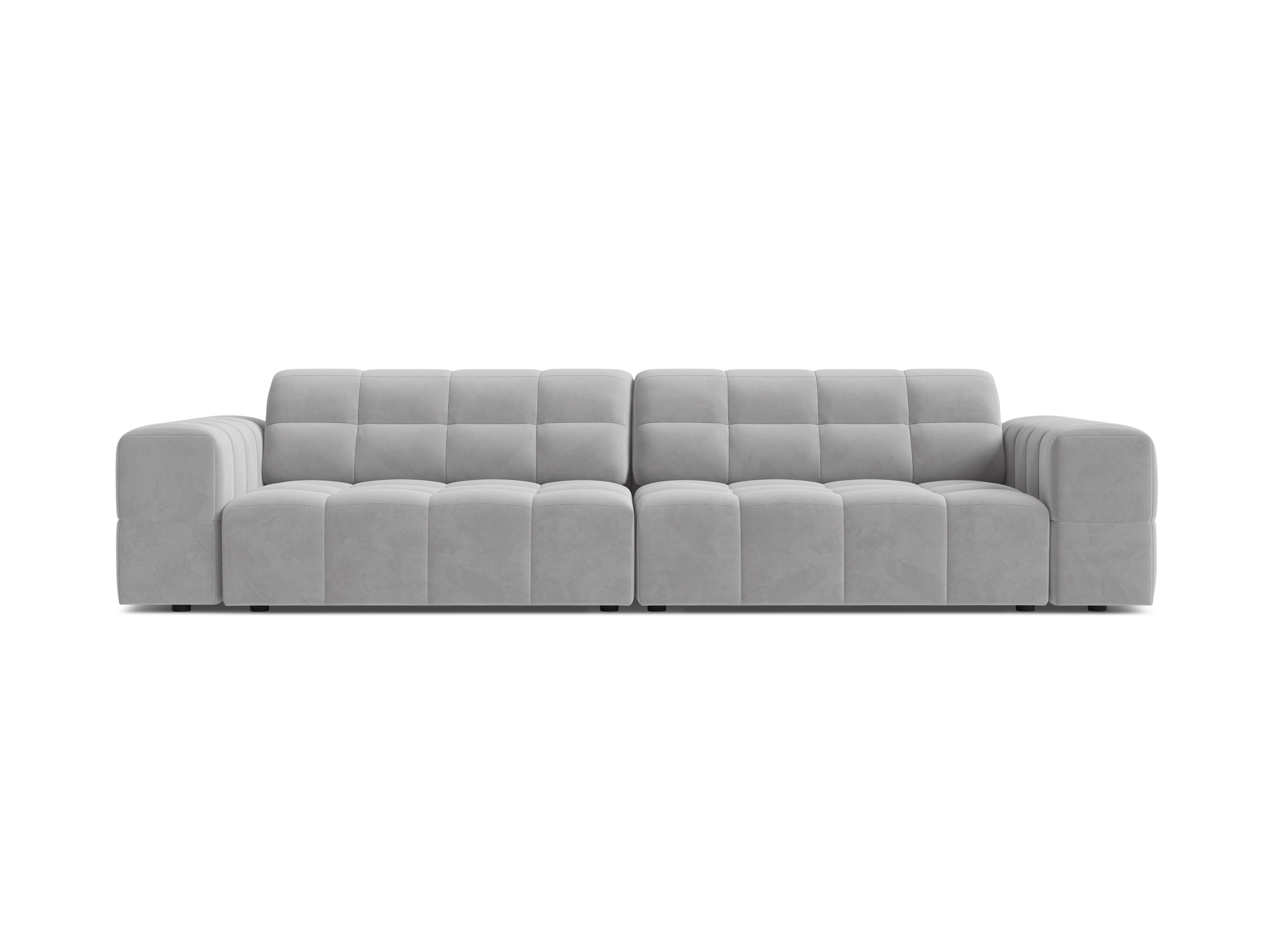 Sofa aksamitna 4-osobowa CHICAGO jasnoszary – Cosmopolitan Design