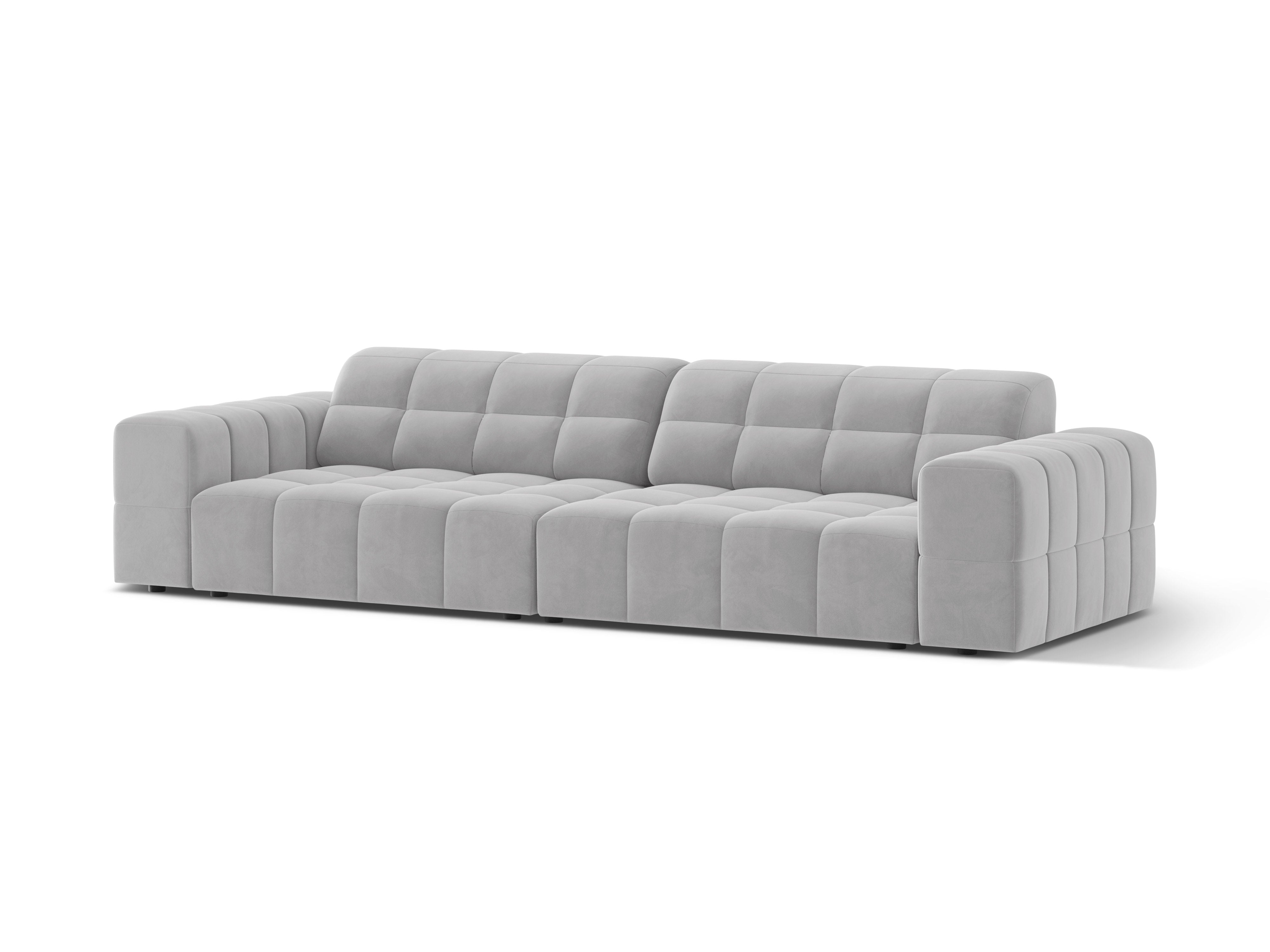 Sofa aksamitna 4-osobowa CHICAGO jasnoszary do salonu