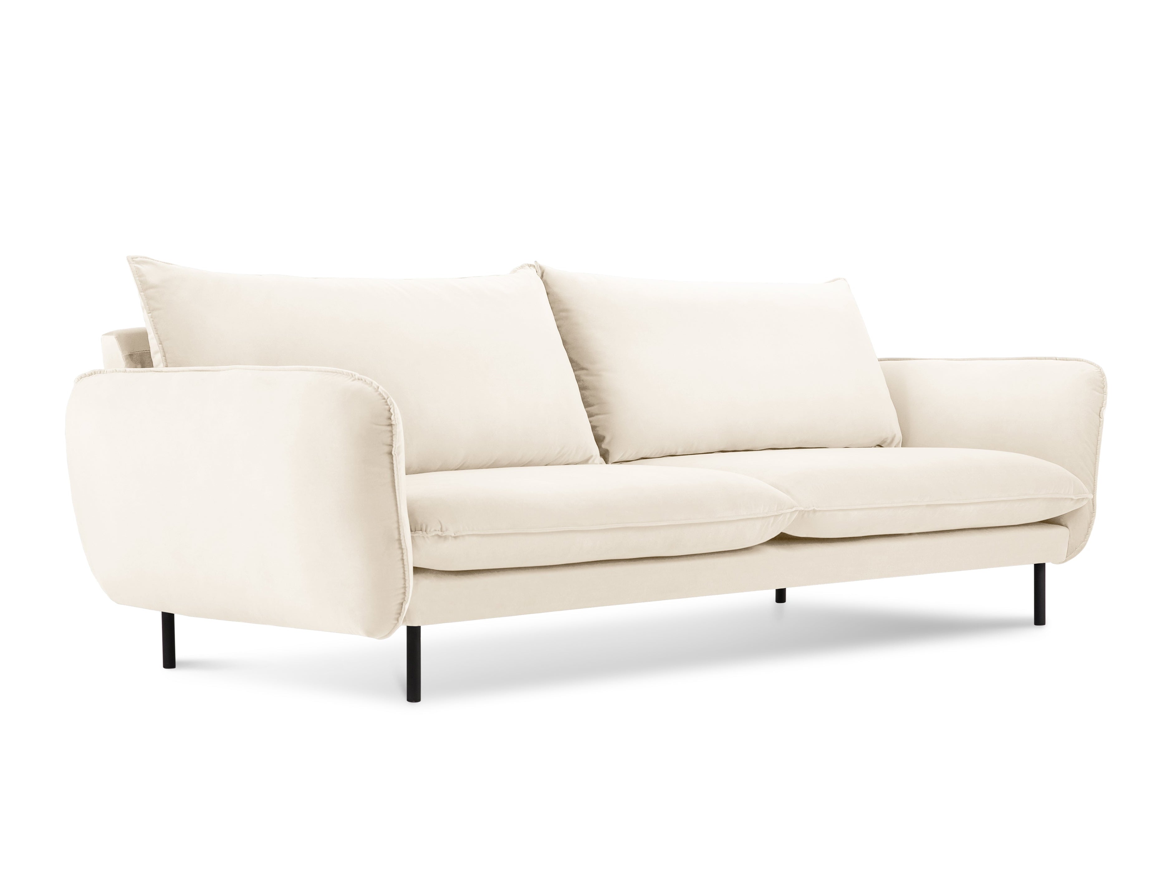 Sofa sametová 4-osobová VIENNA béžová s černým podstavcem