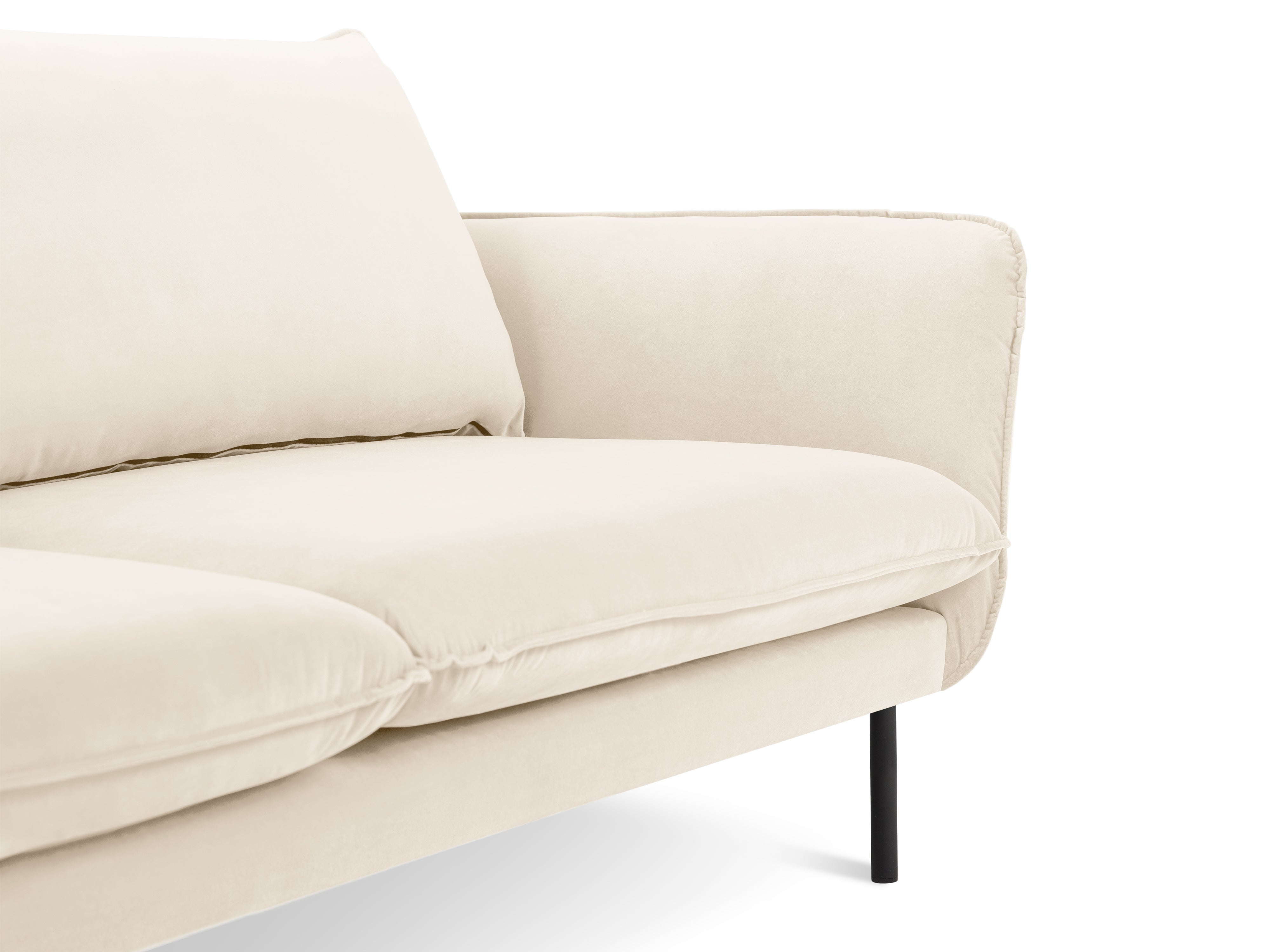 Sofa sametová 4-osobová VIENNA béžová s černým podstavcem