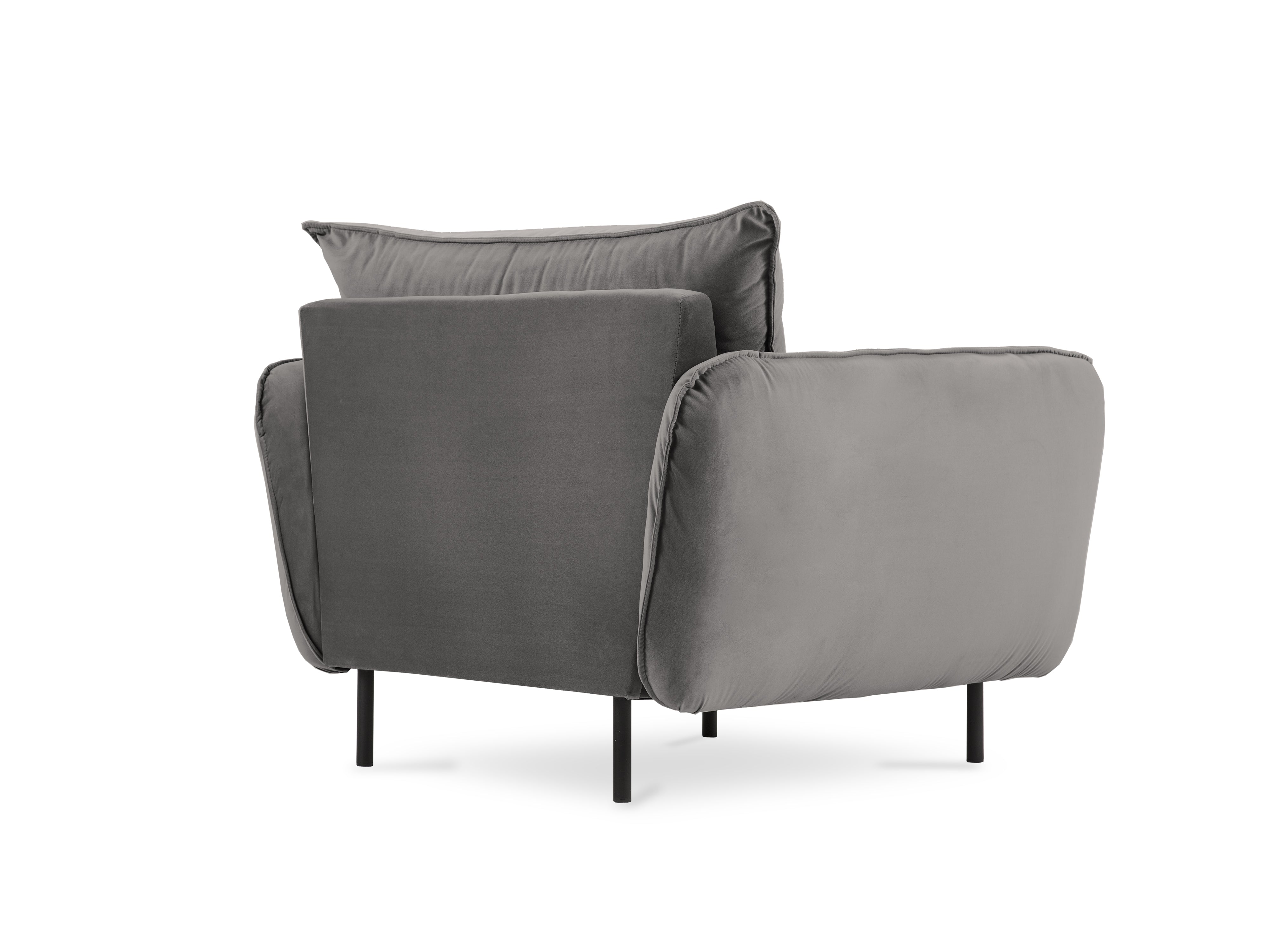 Velvet armchair VIENNA light gray with black base