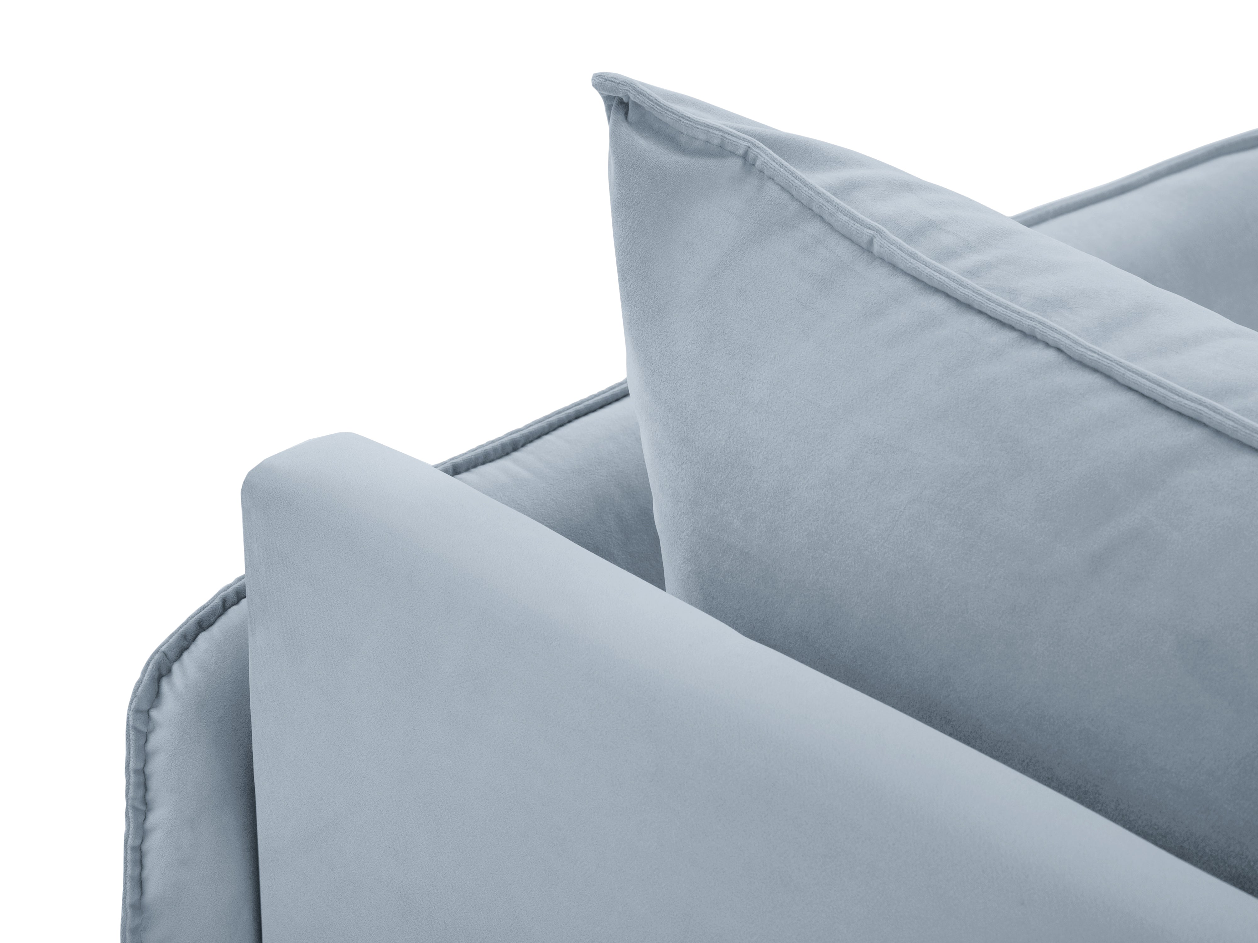 Szezlong sametový pravostranný VIENNA světle modrý se zlatou základnou