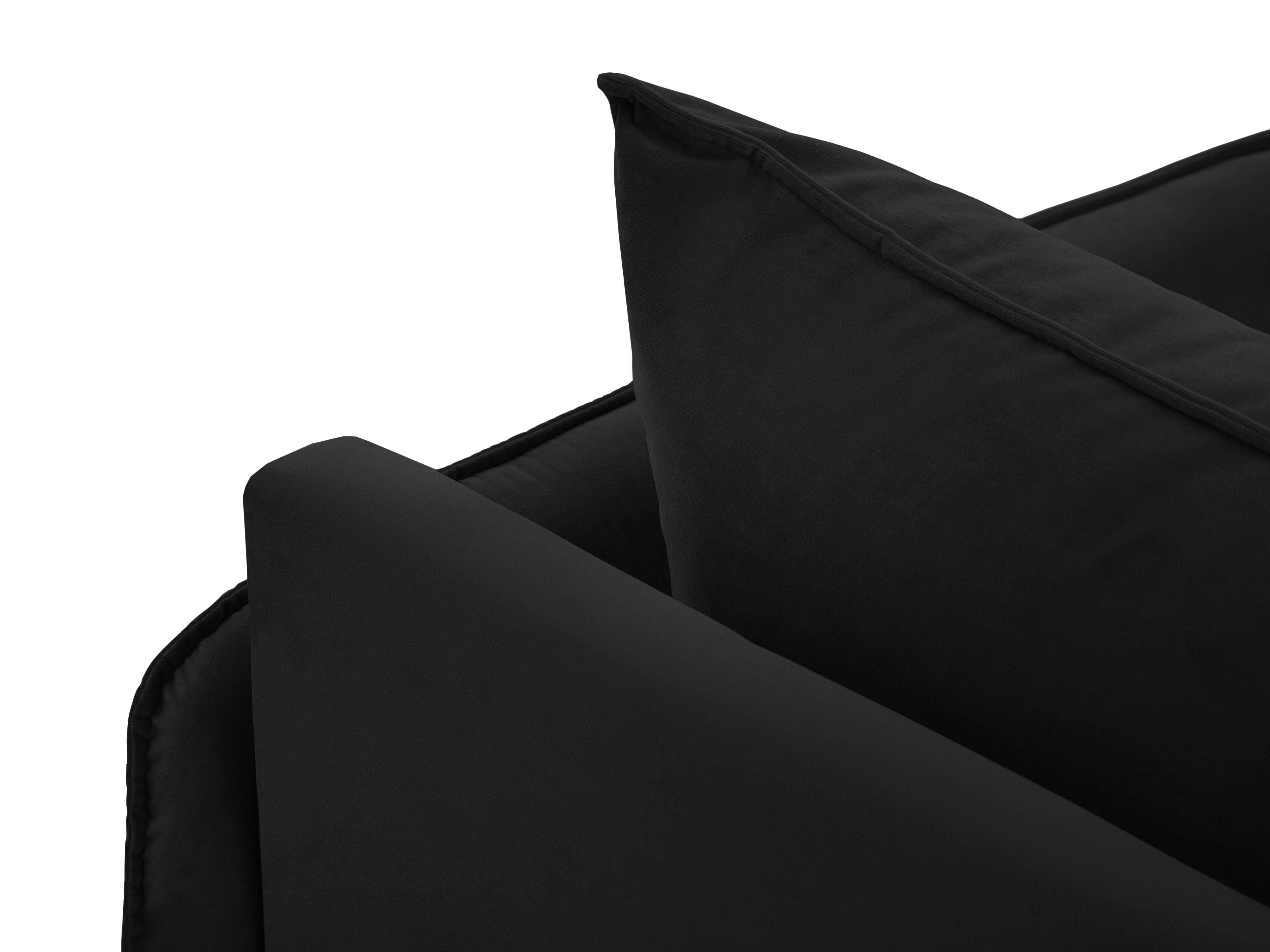 Sofa panoramatická sametová pro 6 osob VIENNA černá se zlatým podstavcem