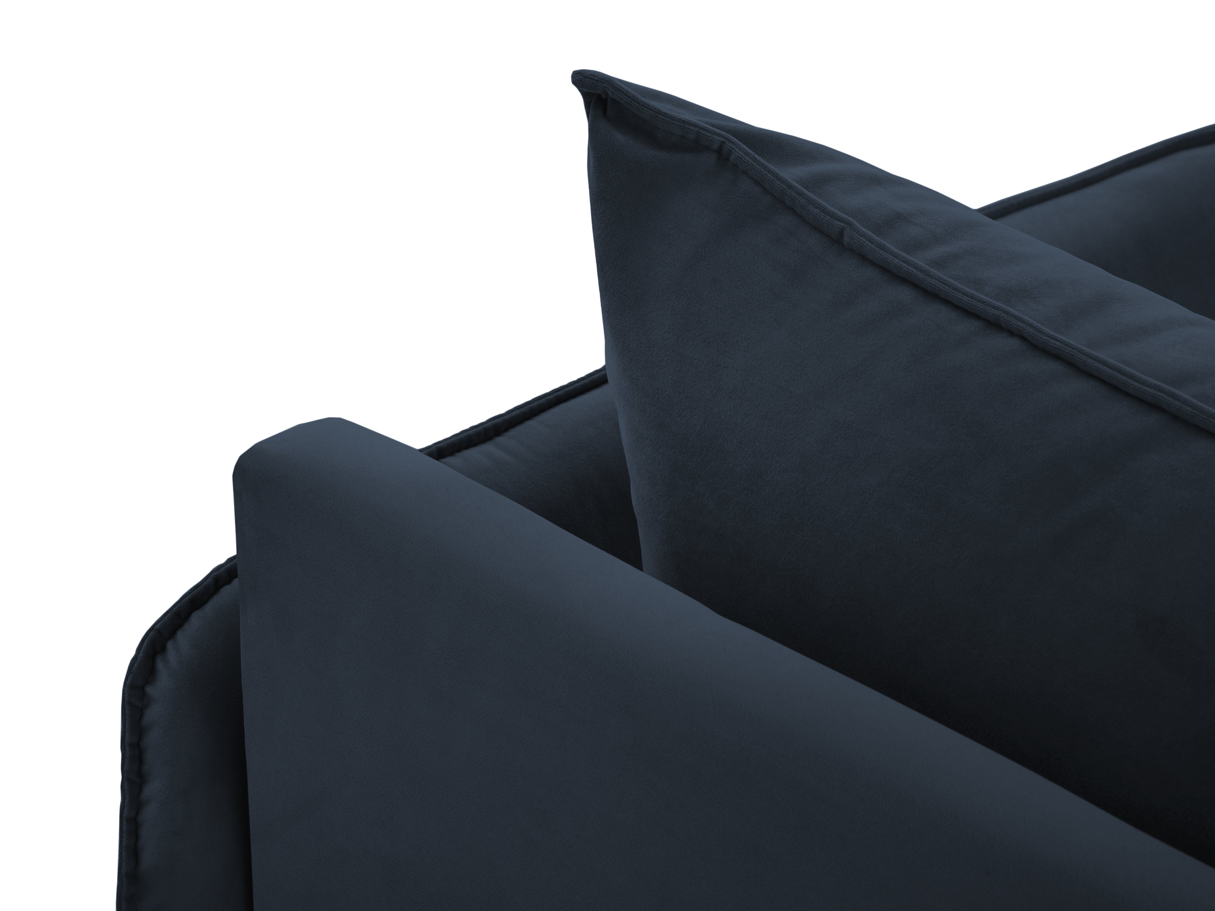 Sofa panoramatická sametová pro 6 osob VIENNA tmavě modrá s černým podstavcem