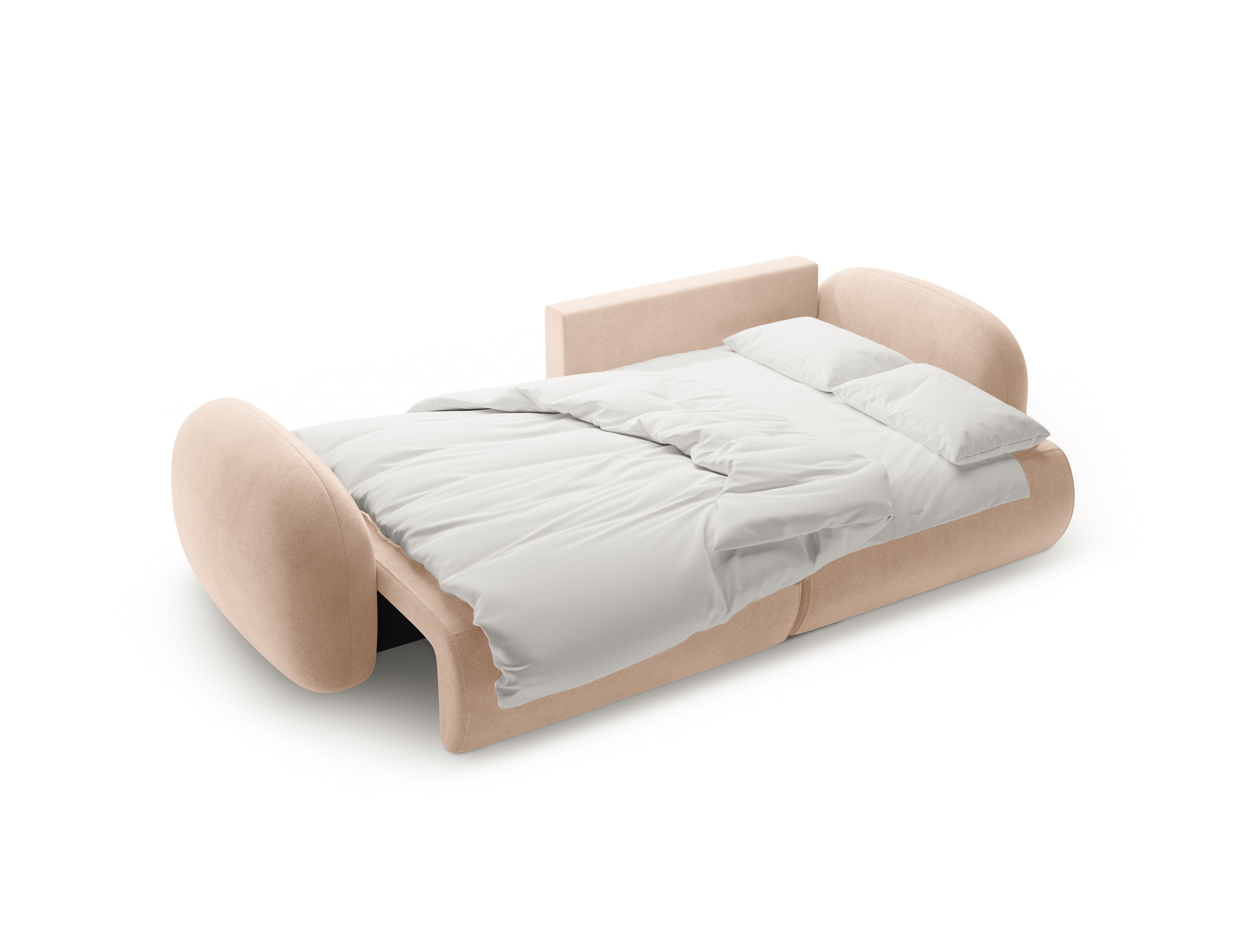 Univerzální sametový rohový gauč s funkcí spaní pro 4 osoby TONALE béžový