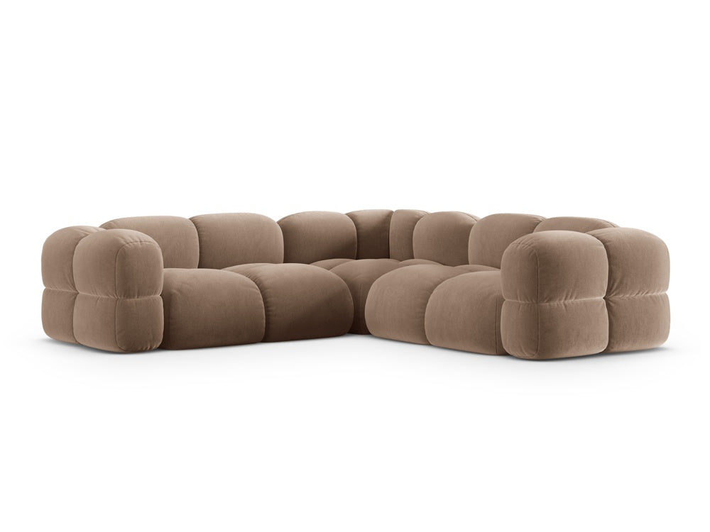 Symmetrical Velvet Corner Sofa LORETTO Dark Beige