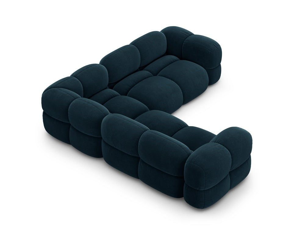 Symmetrical Velvet Corner Sofa LORETTO Petrol