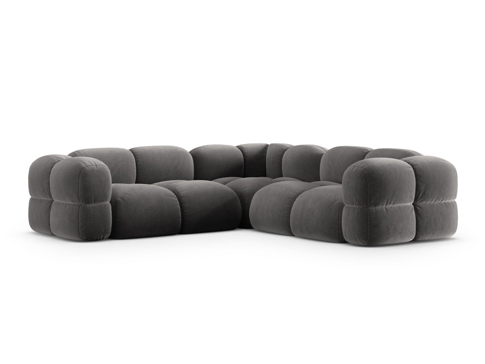 Symmetrical Velvet Corner Sofa LORETTO Gray