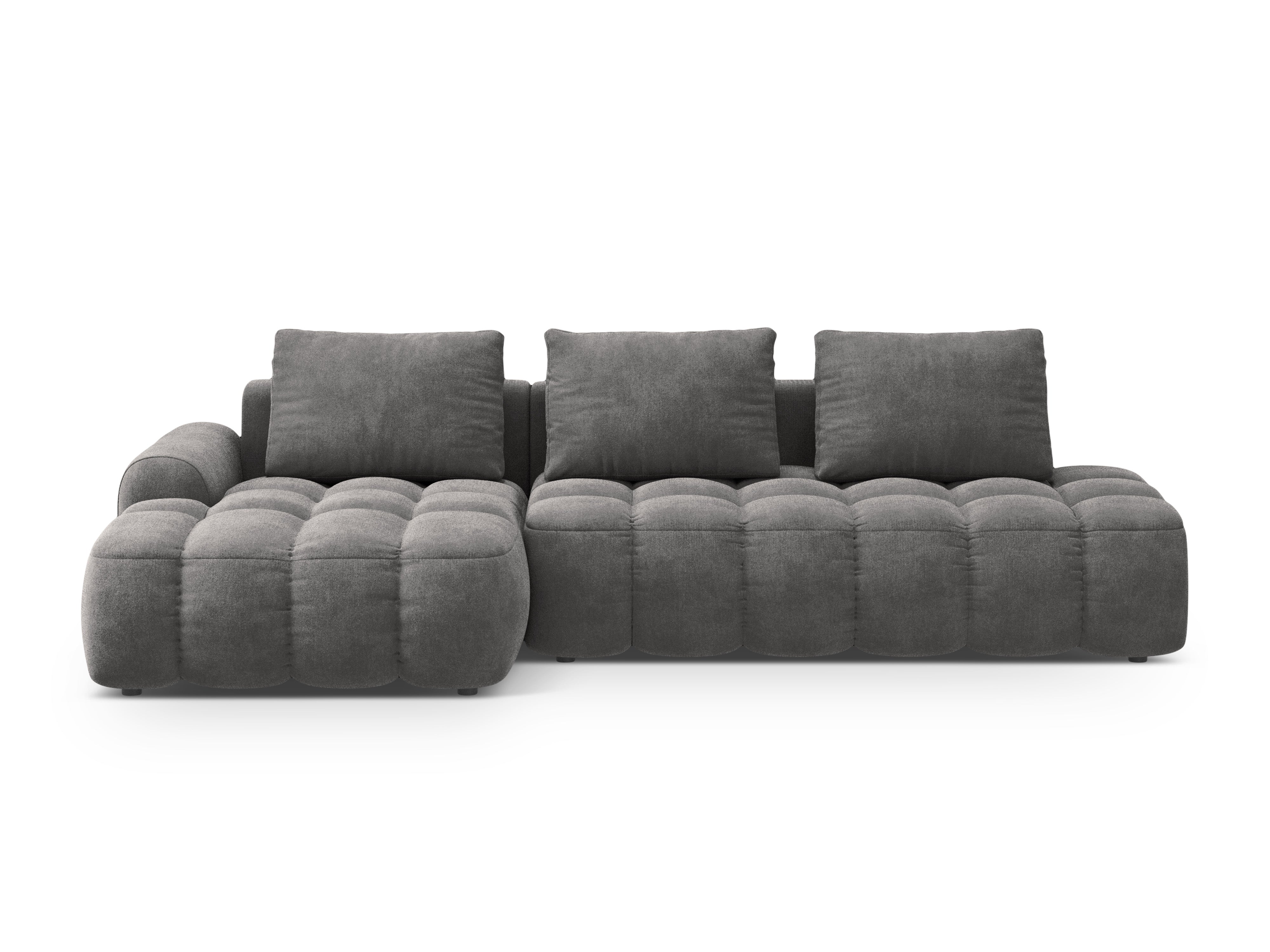 Left-facing velvet corner sofa bed for 3 people LINZ dark gray