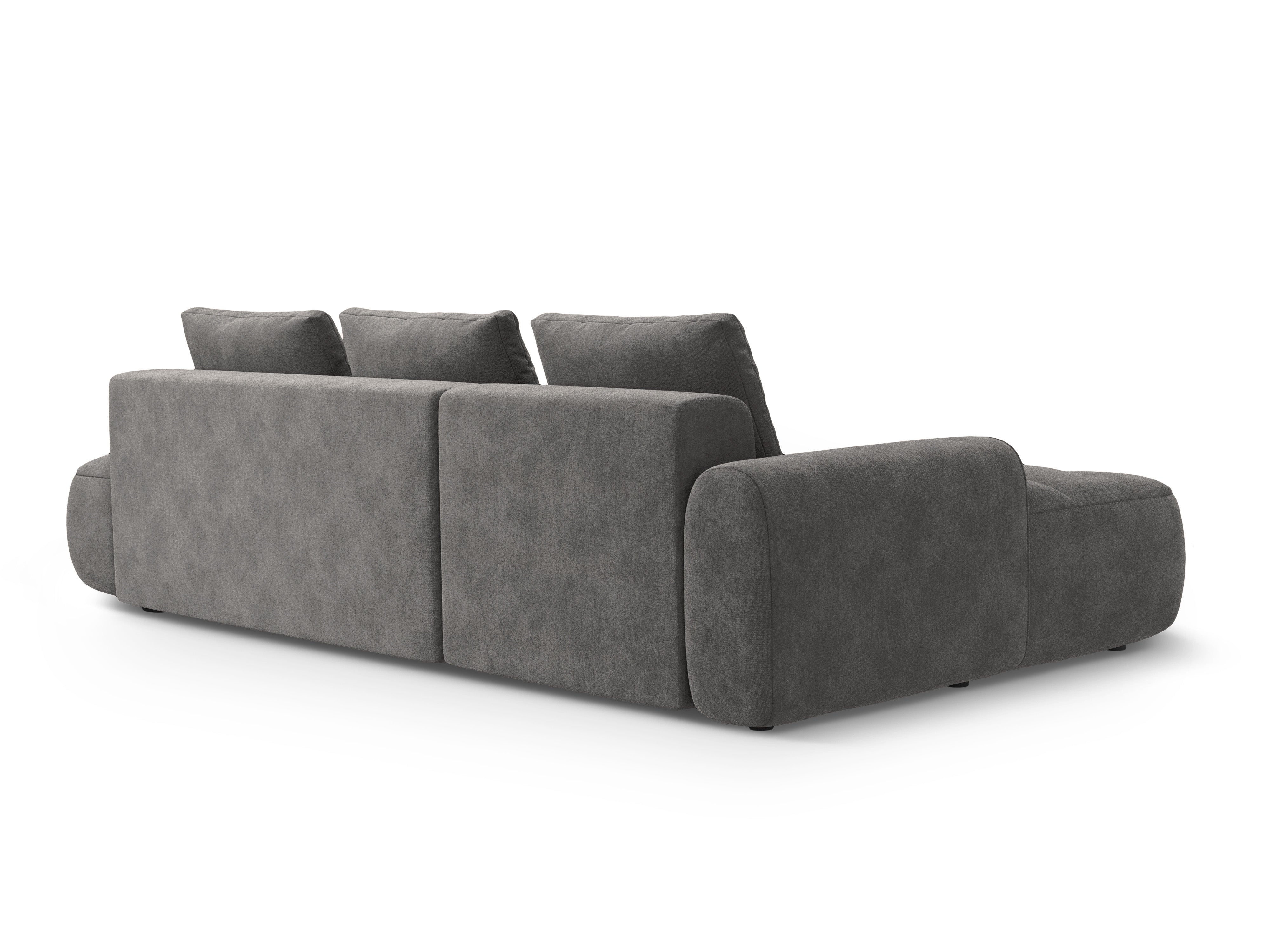 Left-facing velvet corner sofa bed for 3 people LINZ dark gray