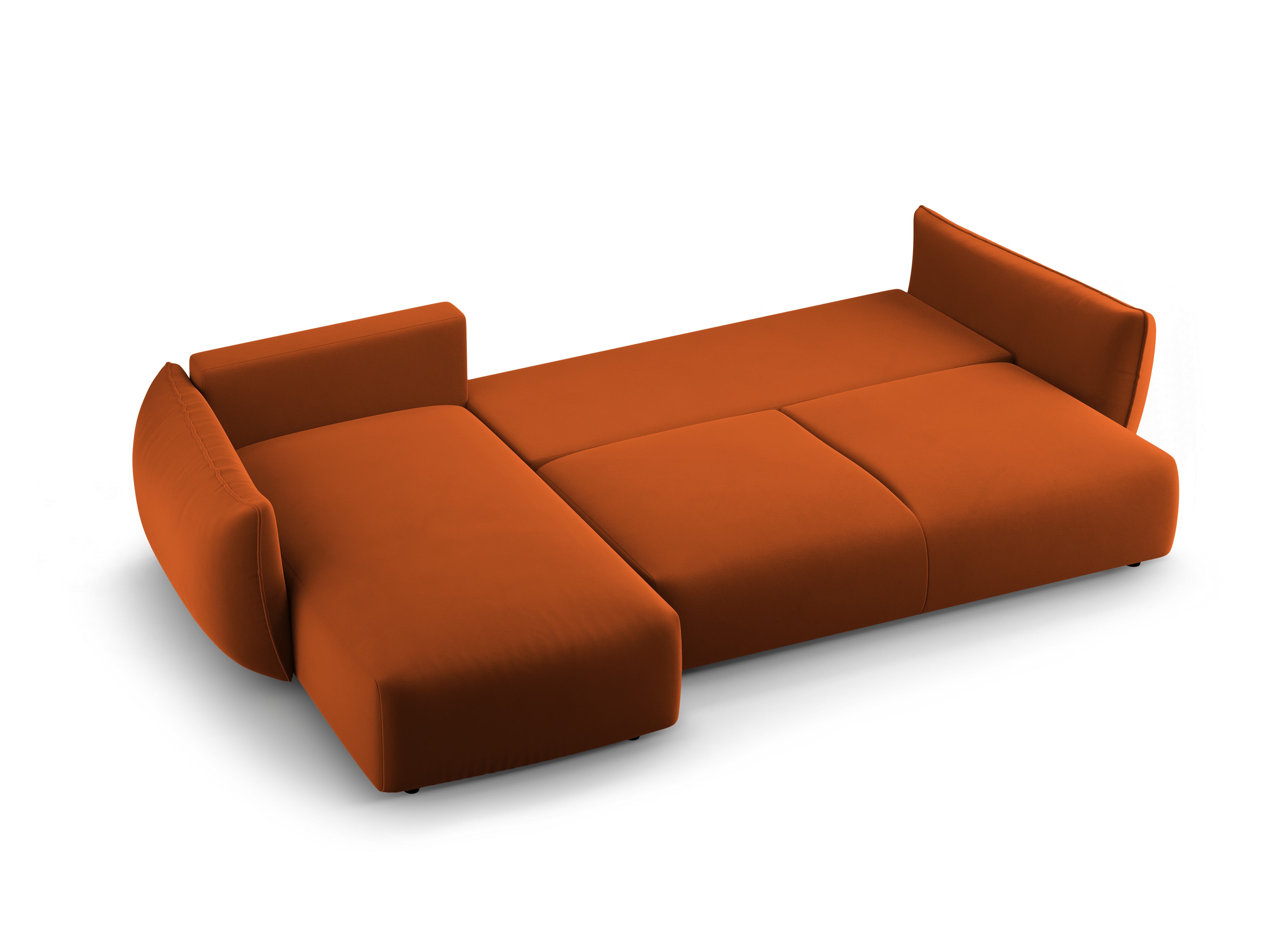 Left-facing velvet corner sofa with sleeping function MATERA brick