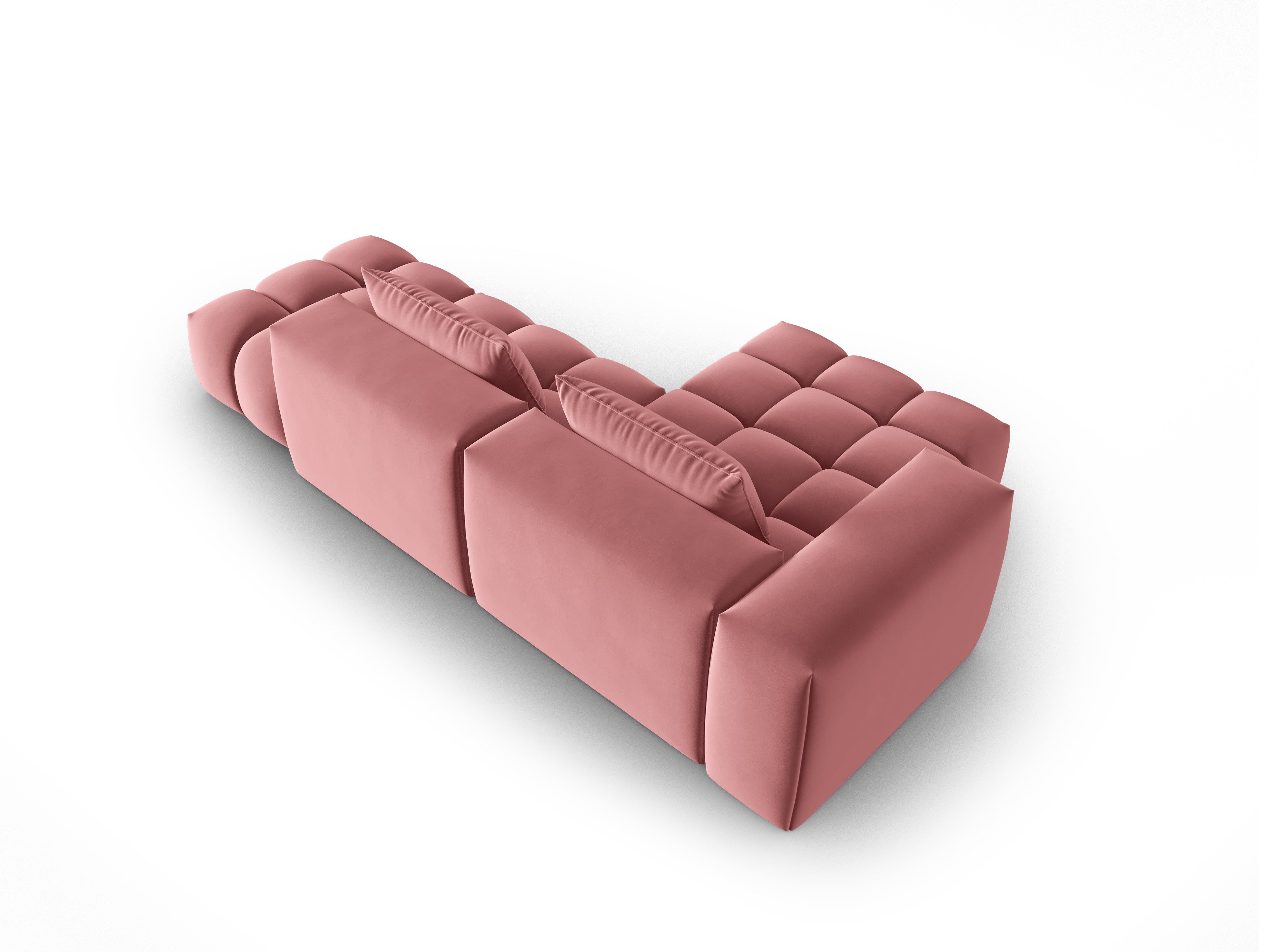 Narożnik aksamitny 4-osobowy lewostronny otwarty VERONA różowy flamingo – Cosmopolitan Design