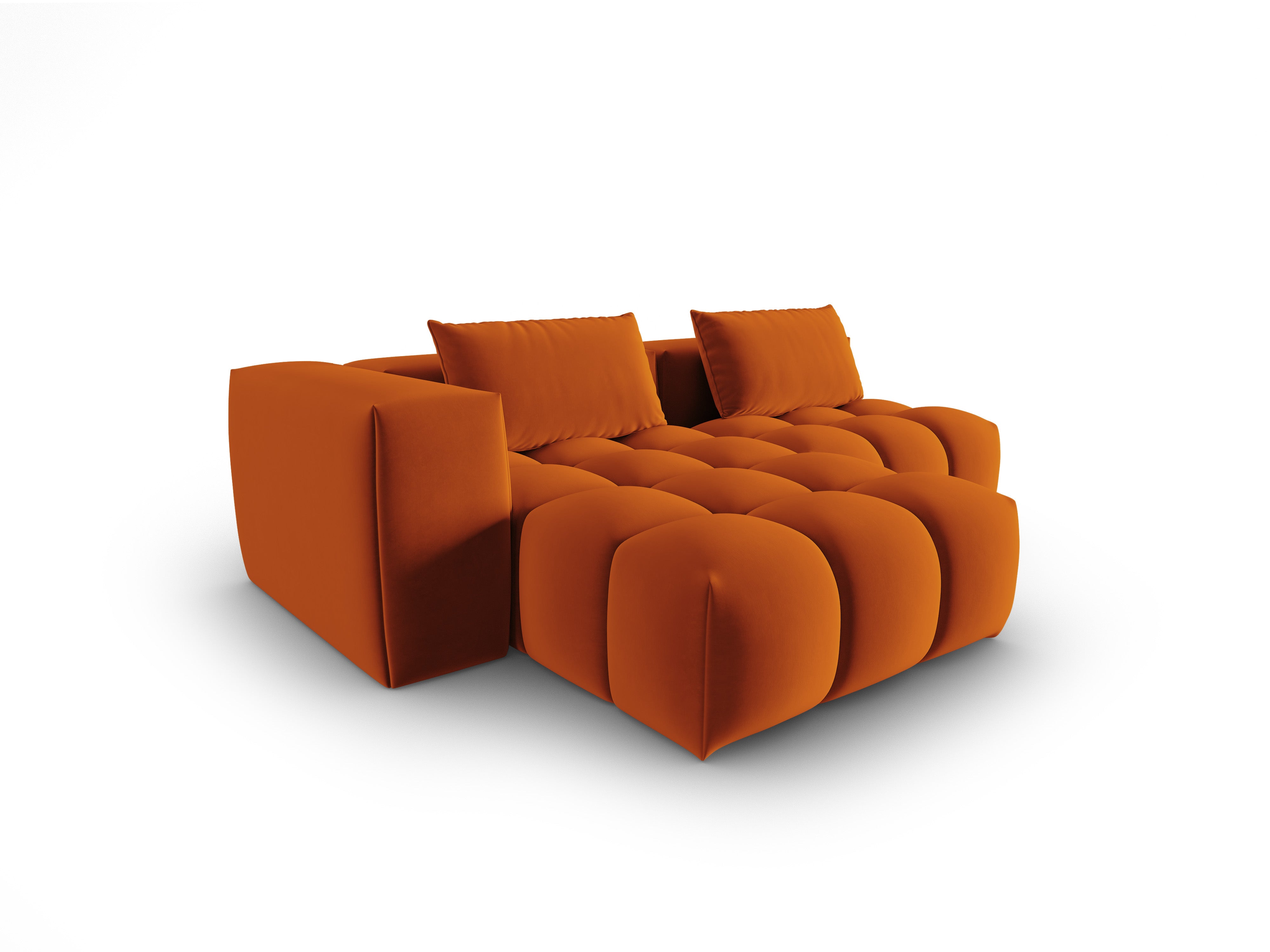 Velvet Corner Sofa for 3 People, Left-Open, VERONA in Brick Red