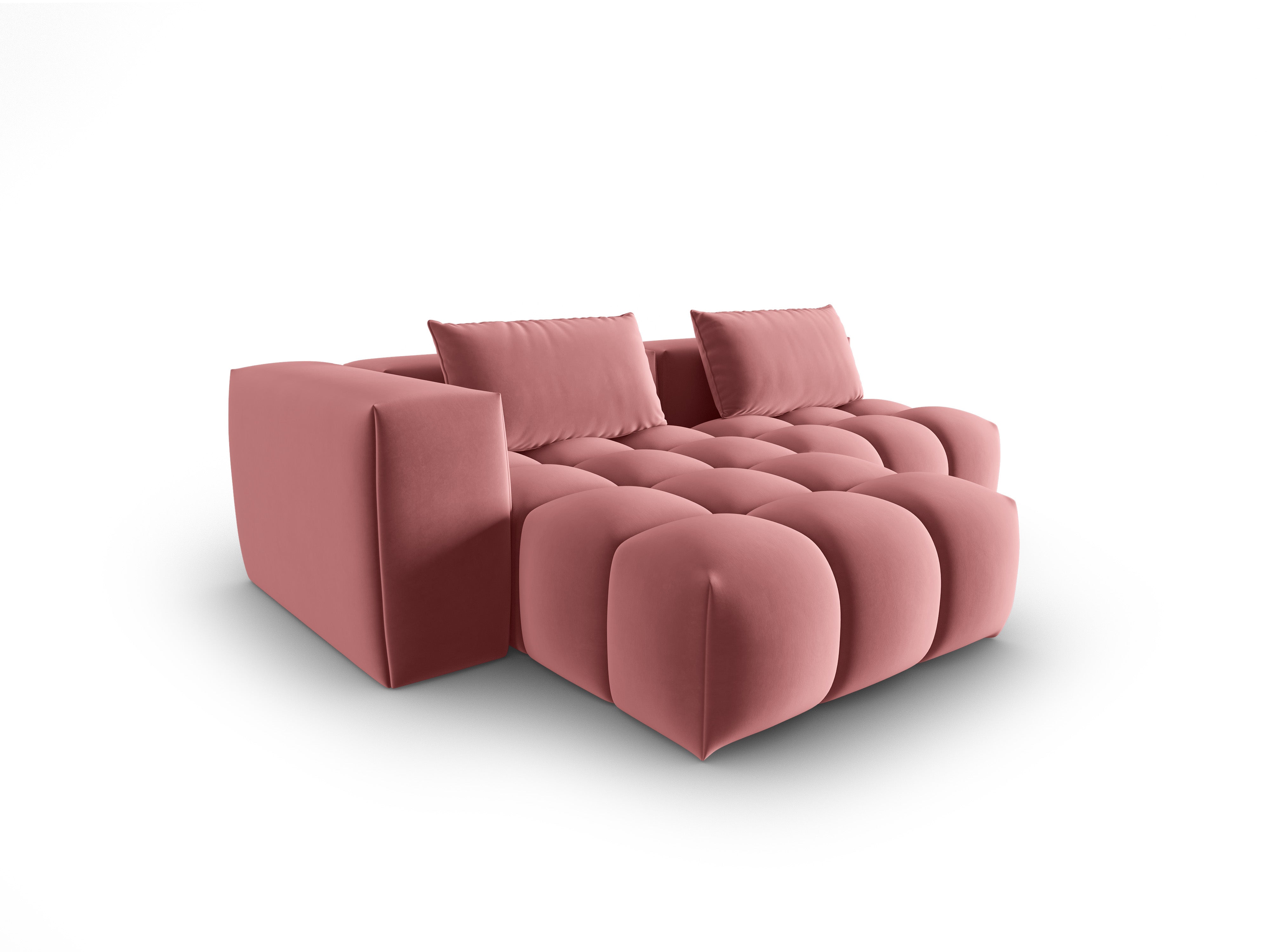 Velvet Corner Sofa for 3 People, Left-Open, VERONA, Flamingo Pink