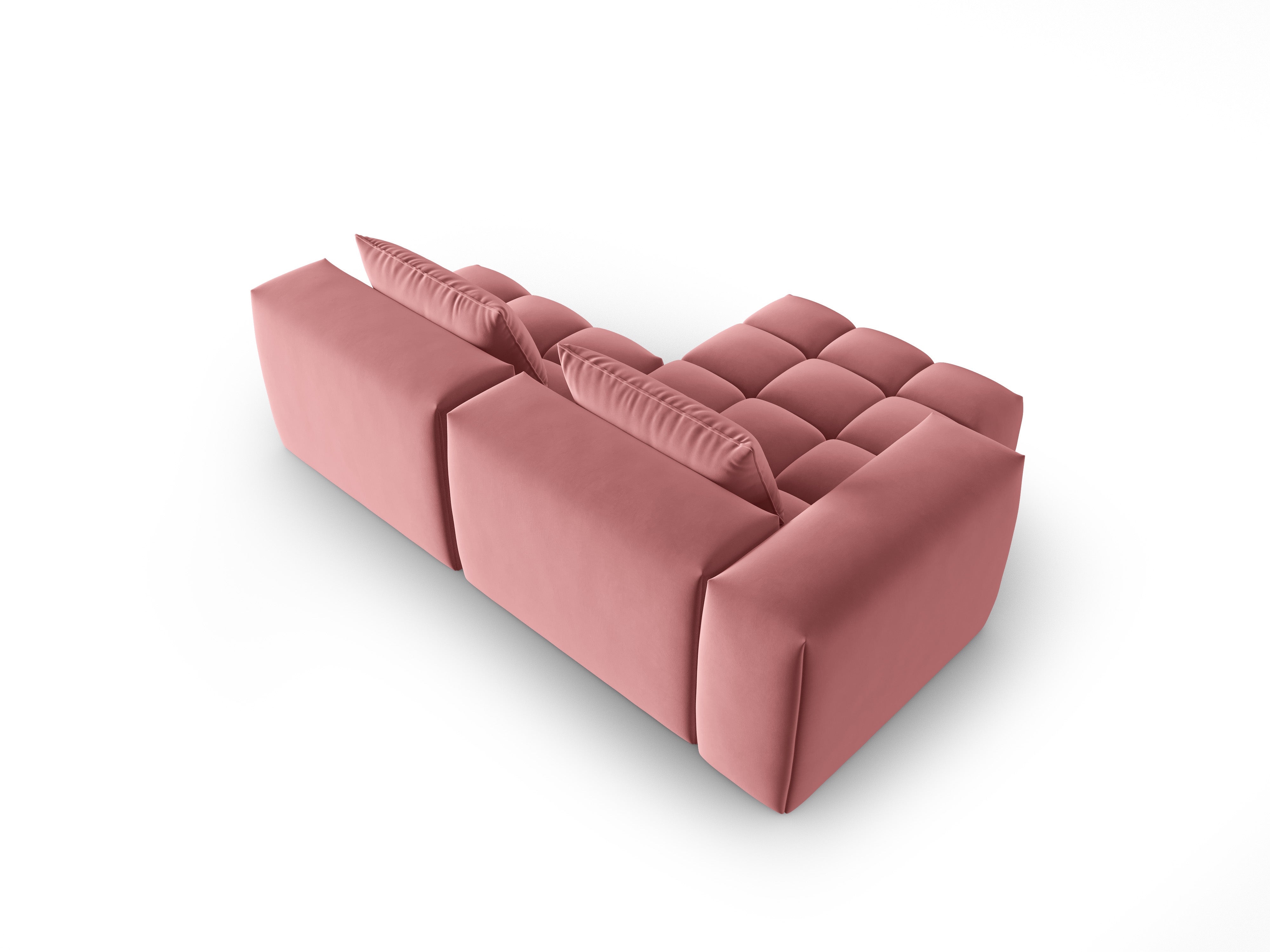 Velvet Corner Sofa for 3 People, Left-Open, VERONA, Flamingo Pink