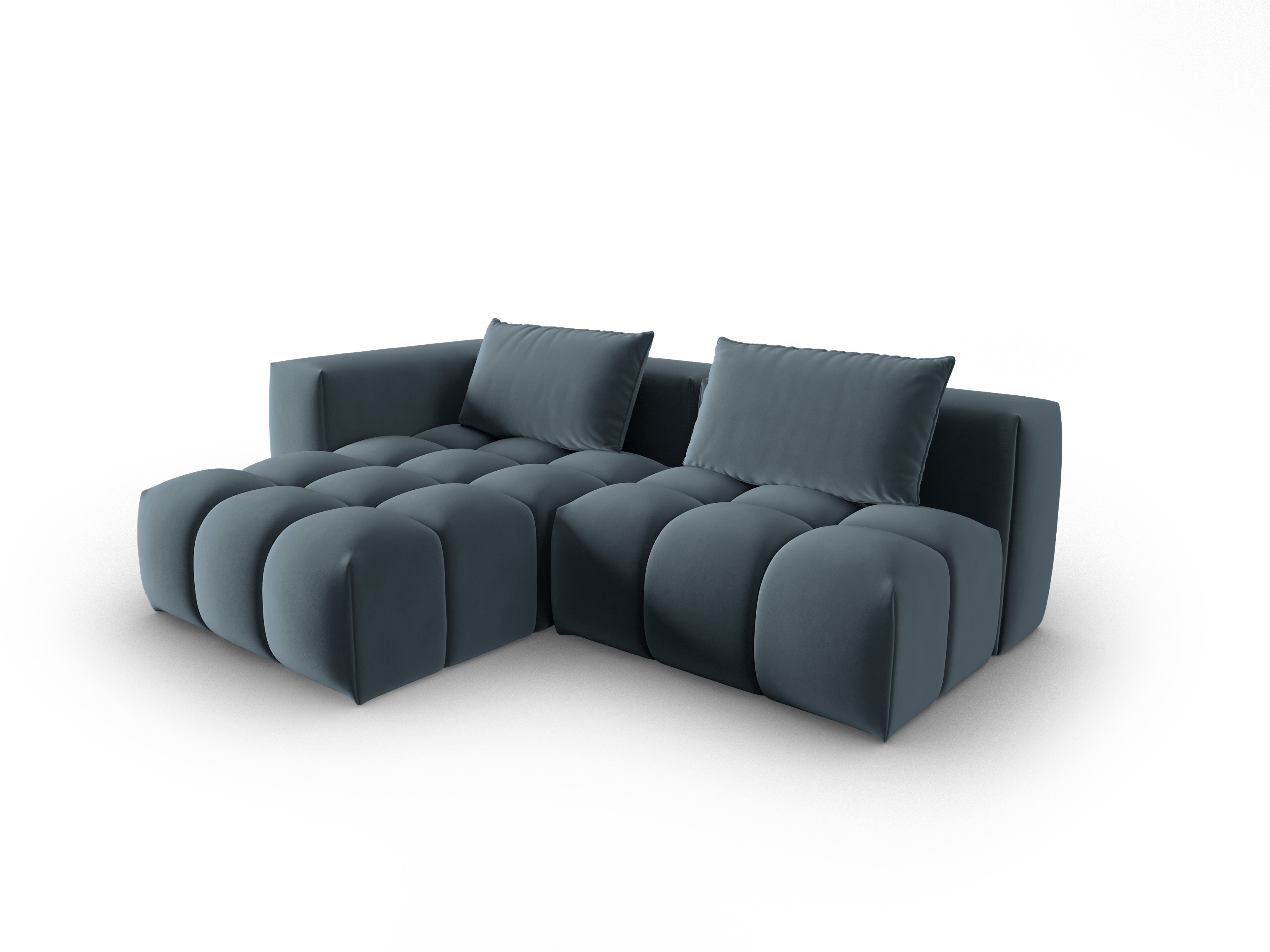 Blue Velvet Left-Open 3-Seater Corner Sofa VERONA