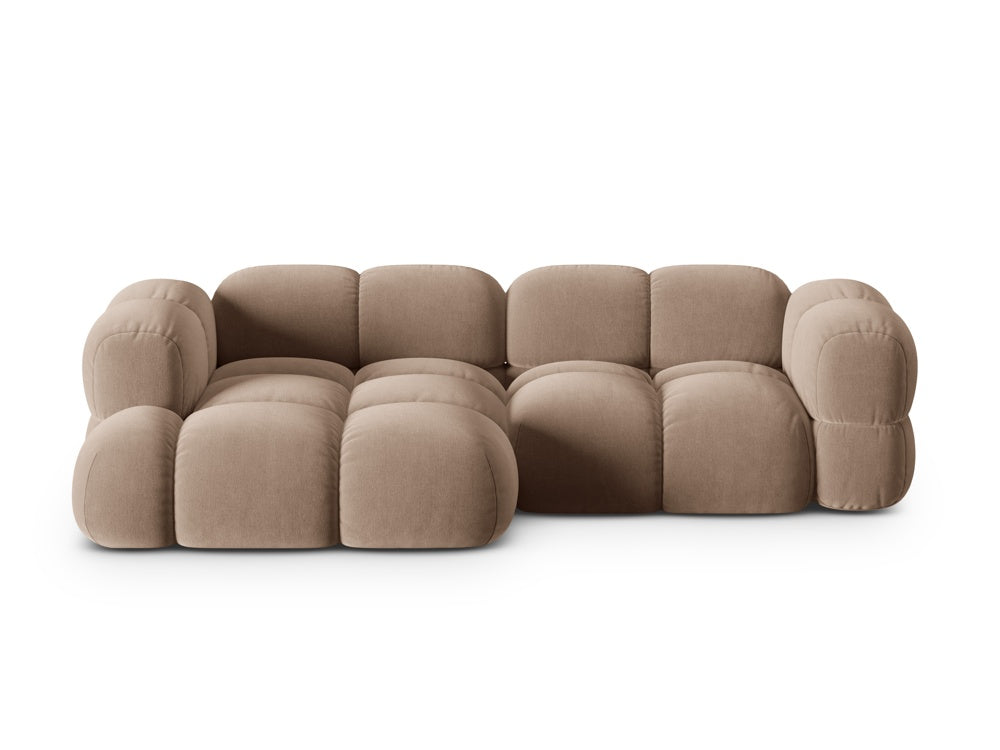 Left-facing 3-seater velvet corner sofa LORETTO dark beige