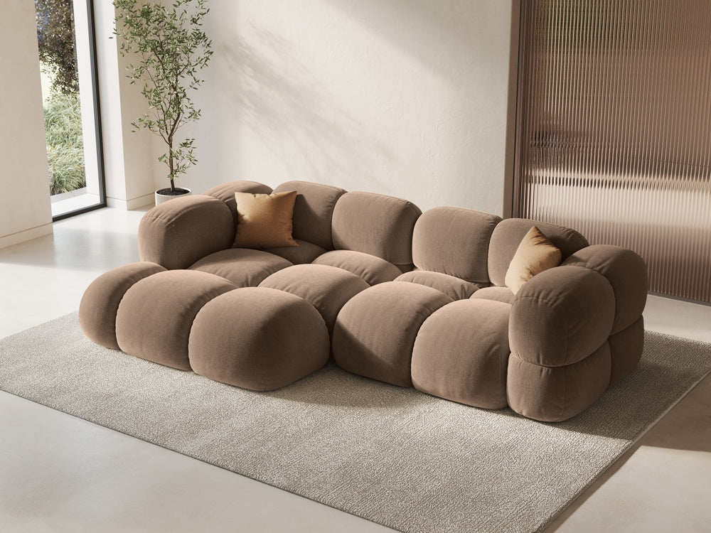 Left-facing 3-seater velvet corner sofa LORETTO dark beige