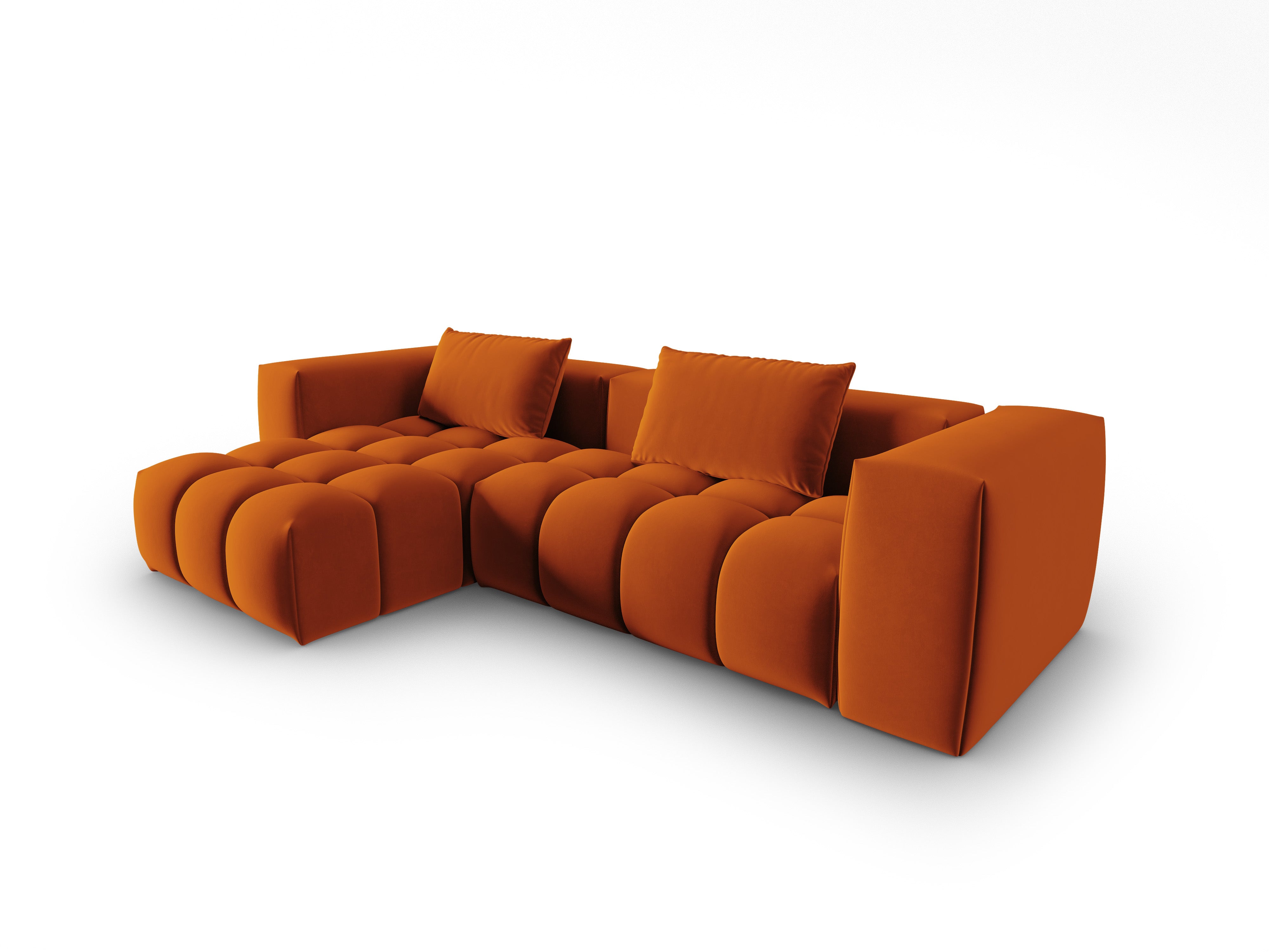 Narożnik aksamitny 3-osobowy lewostronny VERONA ceglany – Cosmopolitan Design
