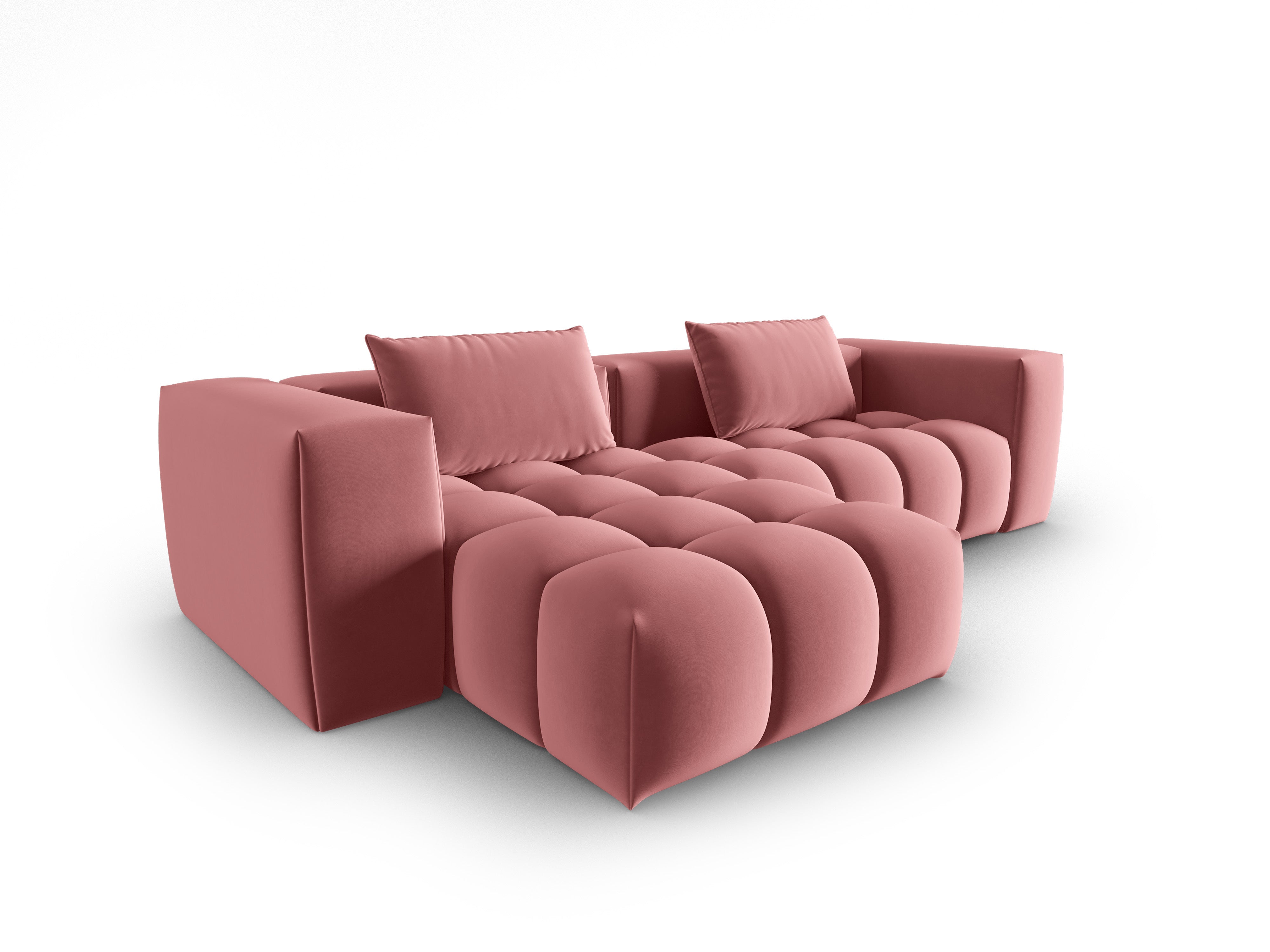 Narożnik aksamitny 3-osobowy lewostronny VERONA różowy flamingo