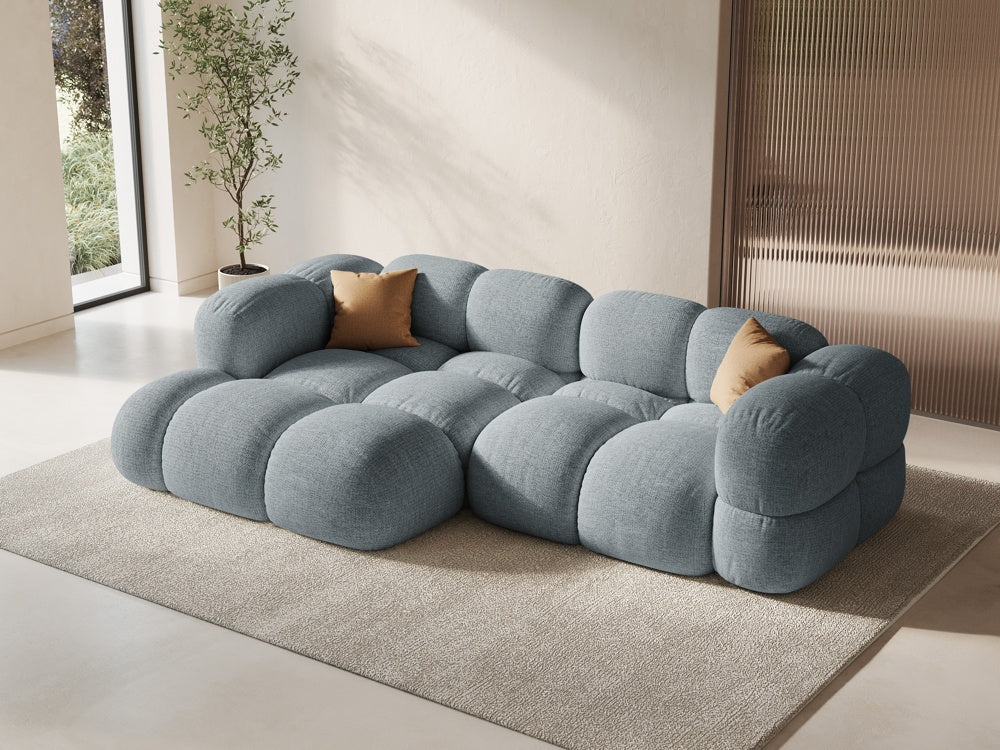 LORETTO 3-Seater Left Corner Sofa in Pastel Blue