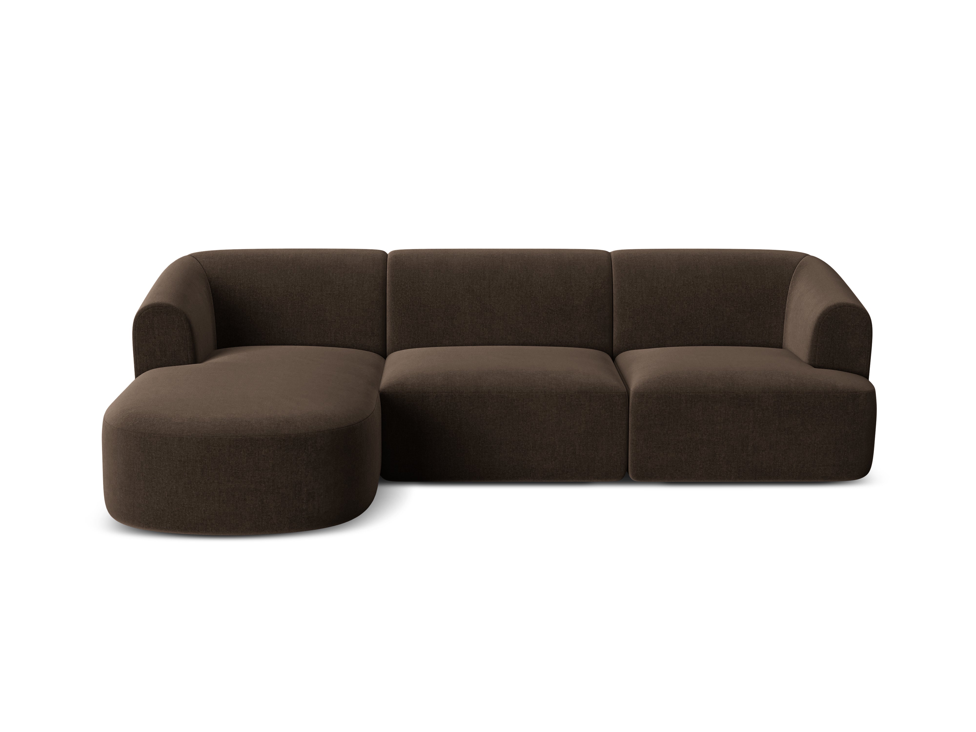 Chocolate left-facing velvet corner sofa for 4 people CAMPI