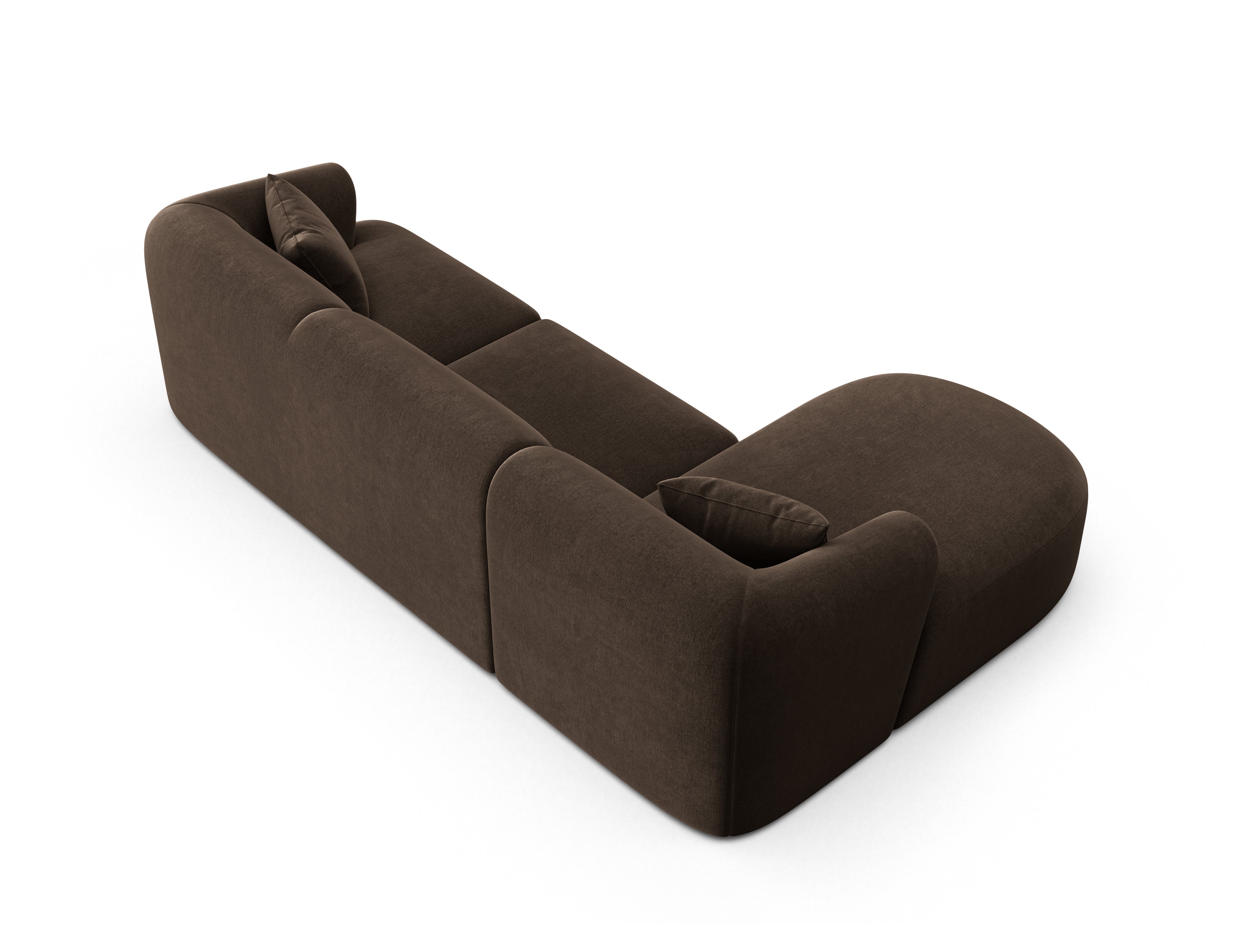 Chocolate left-facing velvet corner sofa for 4 people CAMPI