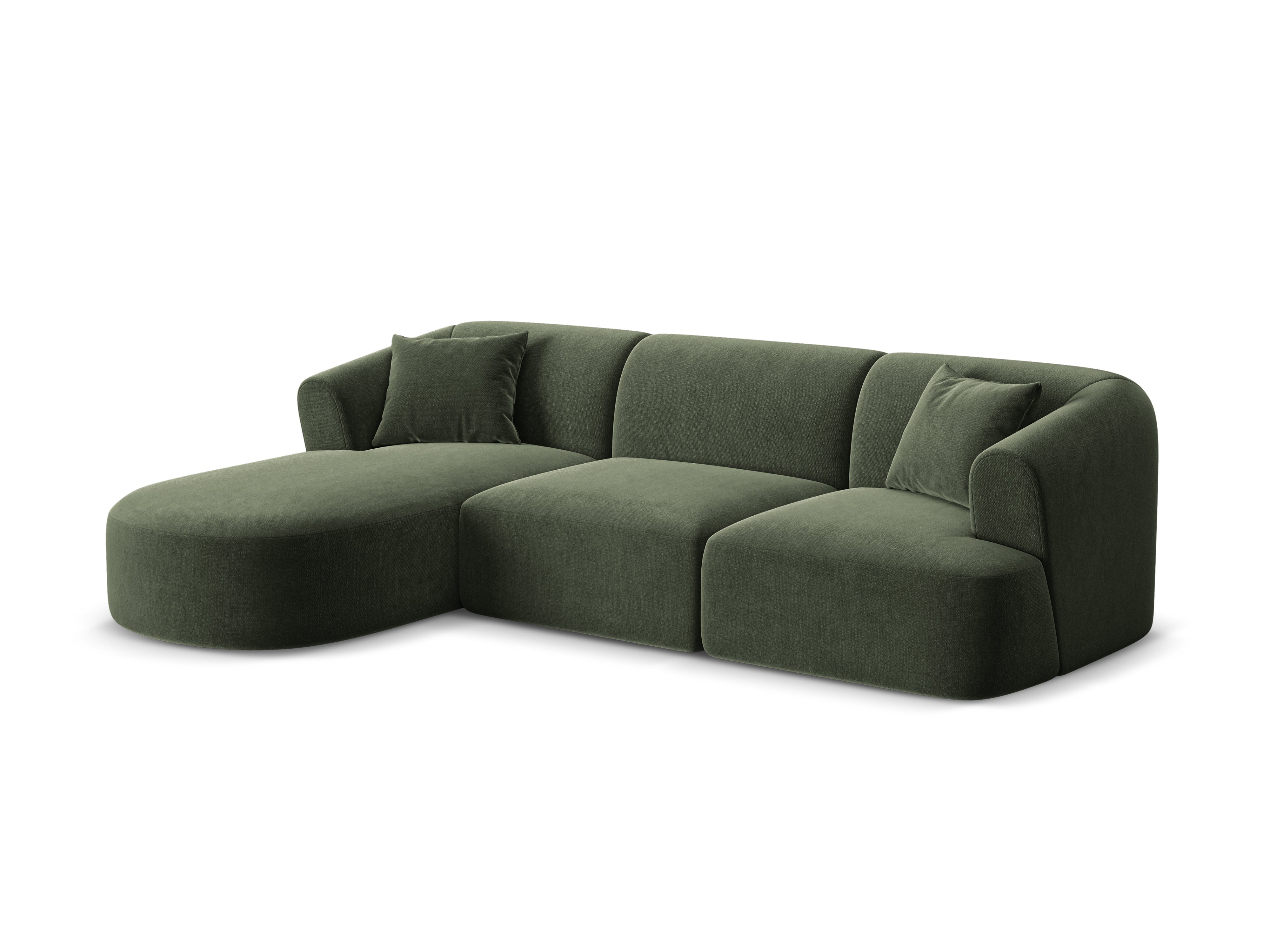 Green left-facing velvet corner sofa for 4 people CAMPI