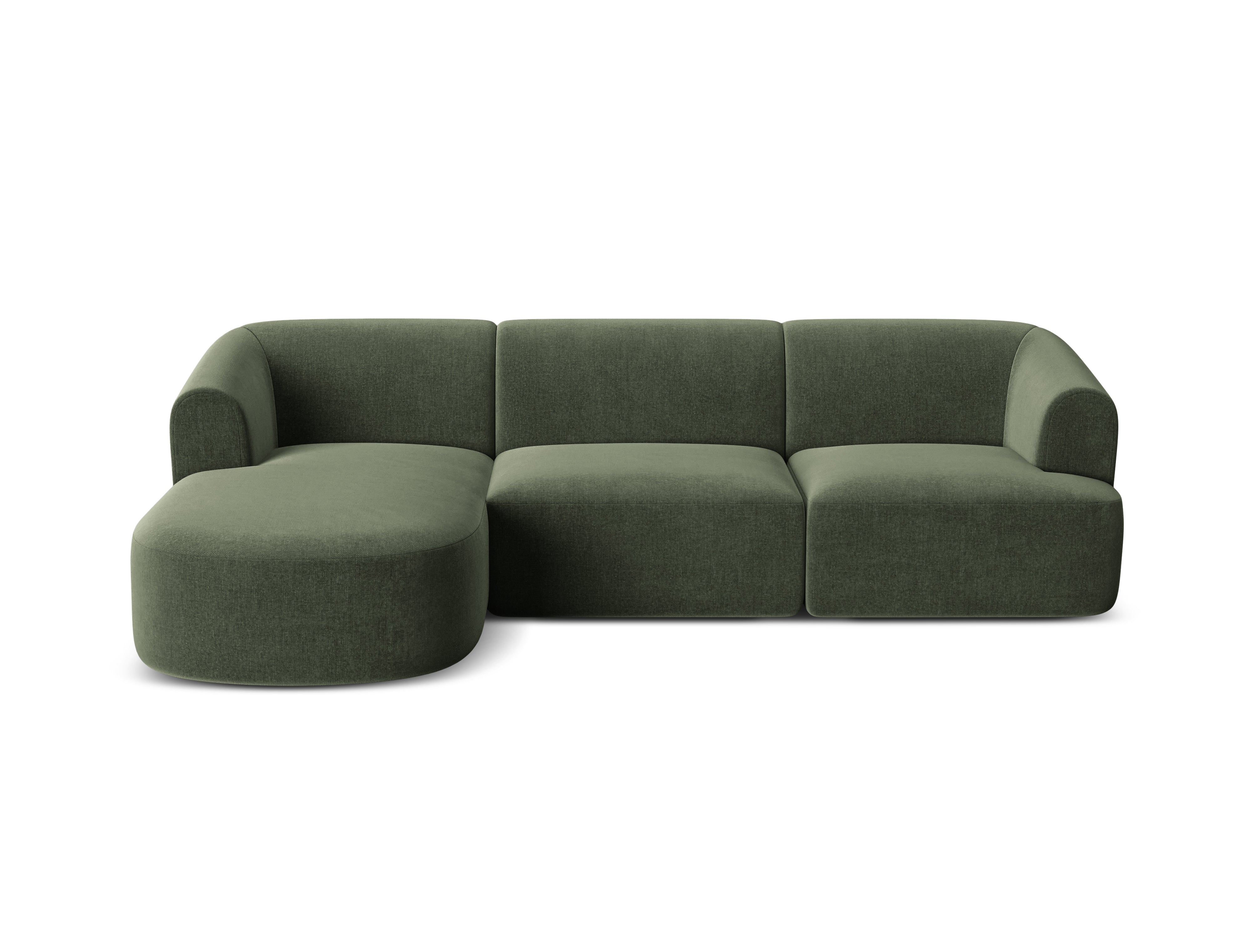Green left-facing velvet corner sofa for 4 people CAMPI