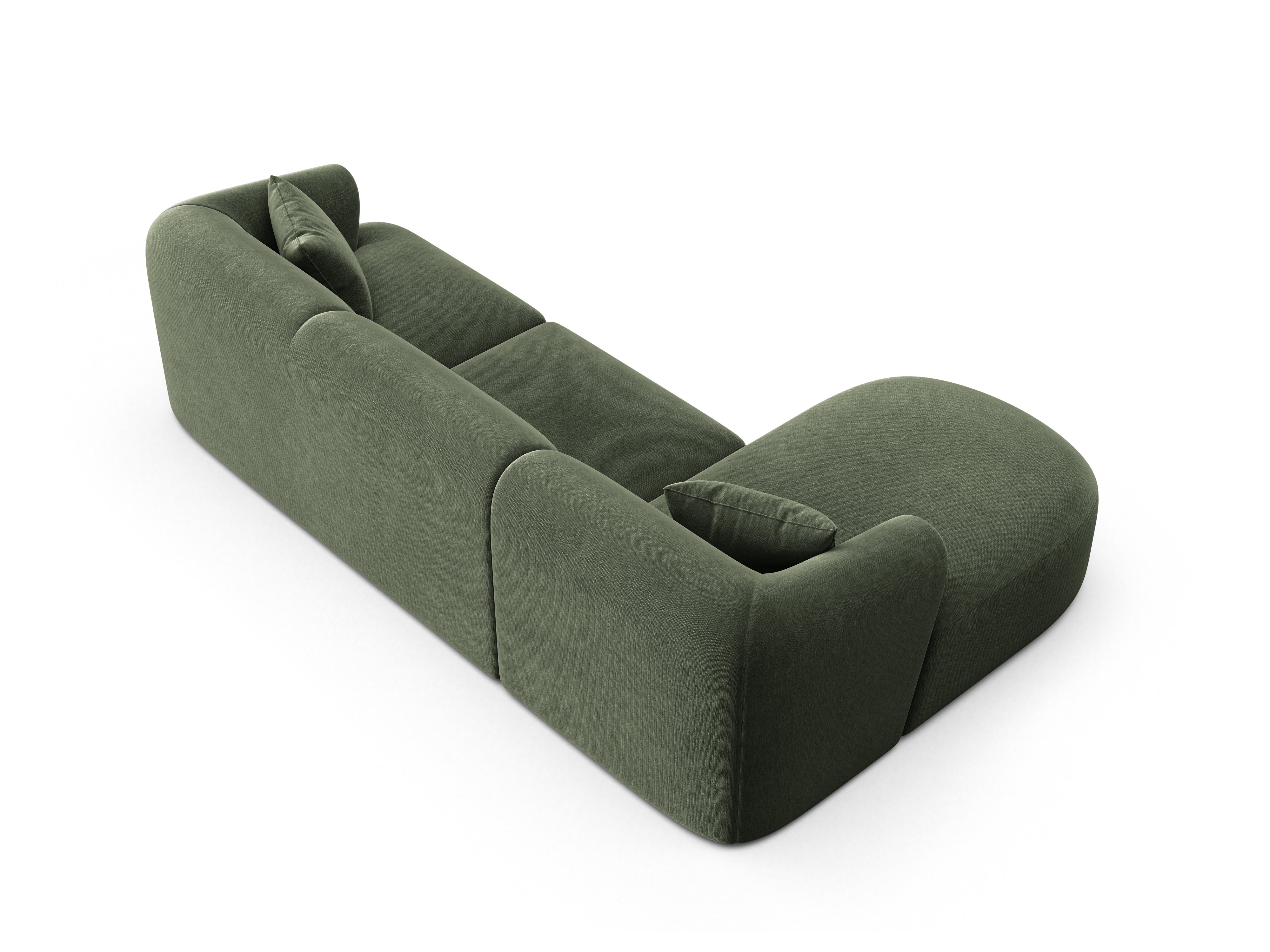 Green left-facing velvet corner sofa for 4 people CAMPI
